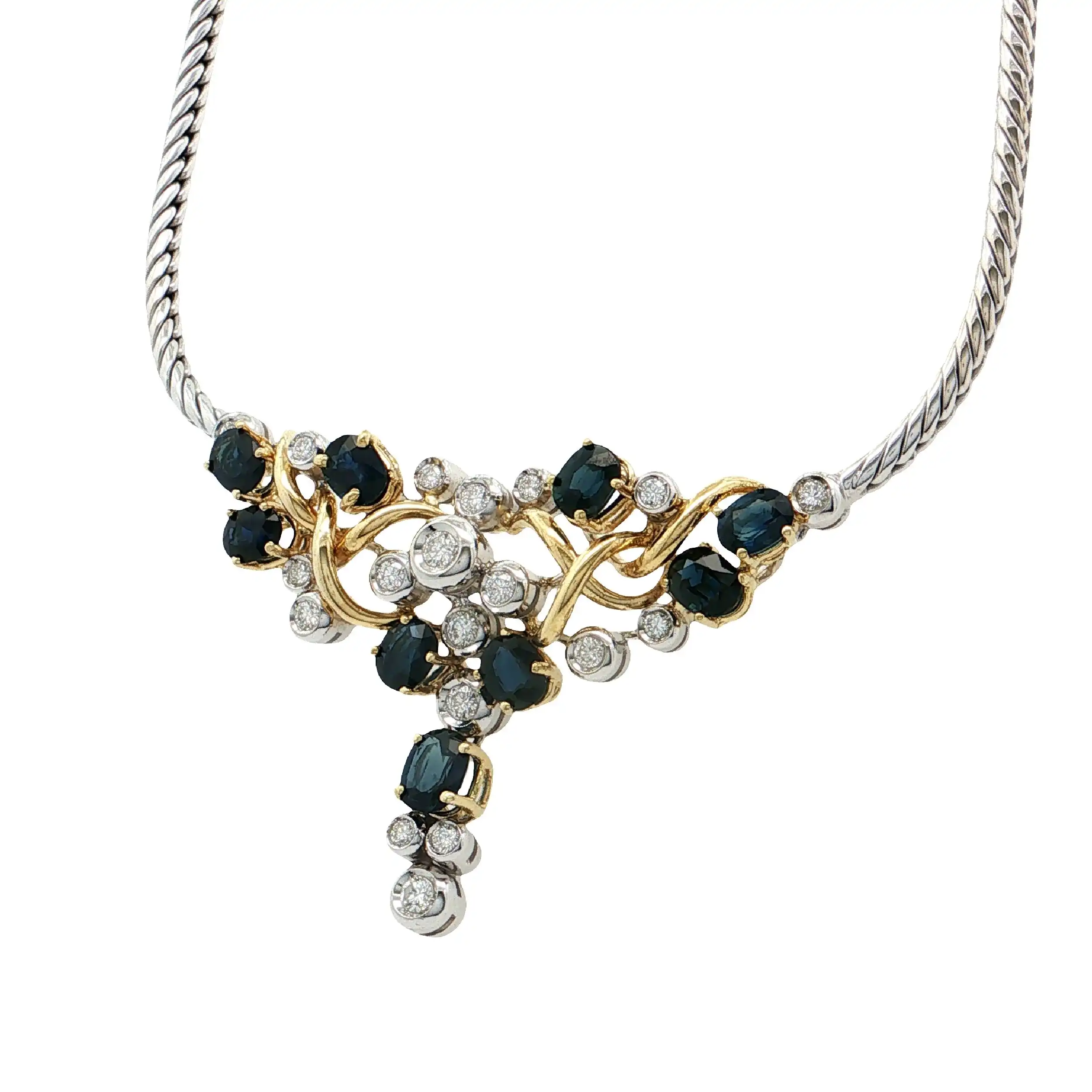 Collier Bicolor mit Saphiren und Brillanten Collier Bicolor mit Saphiren und Brillanten