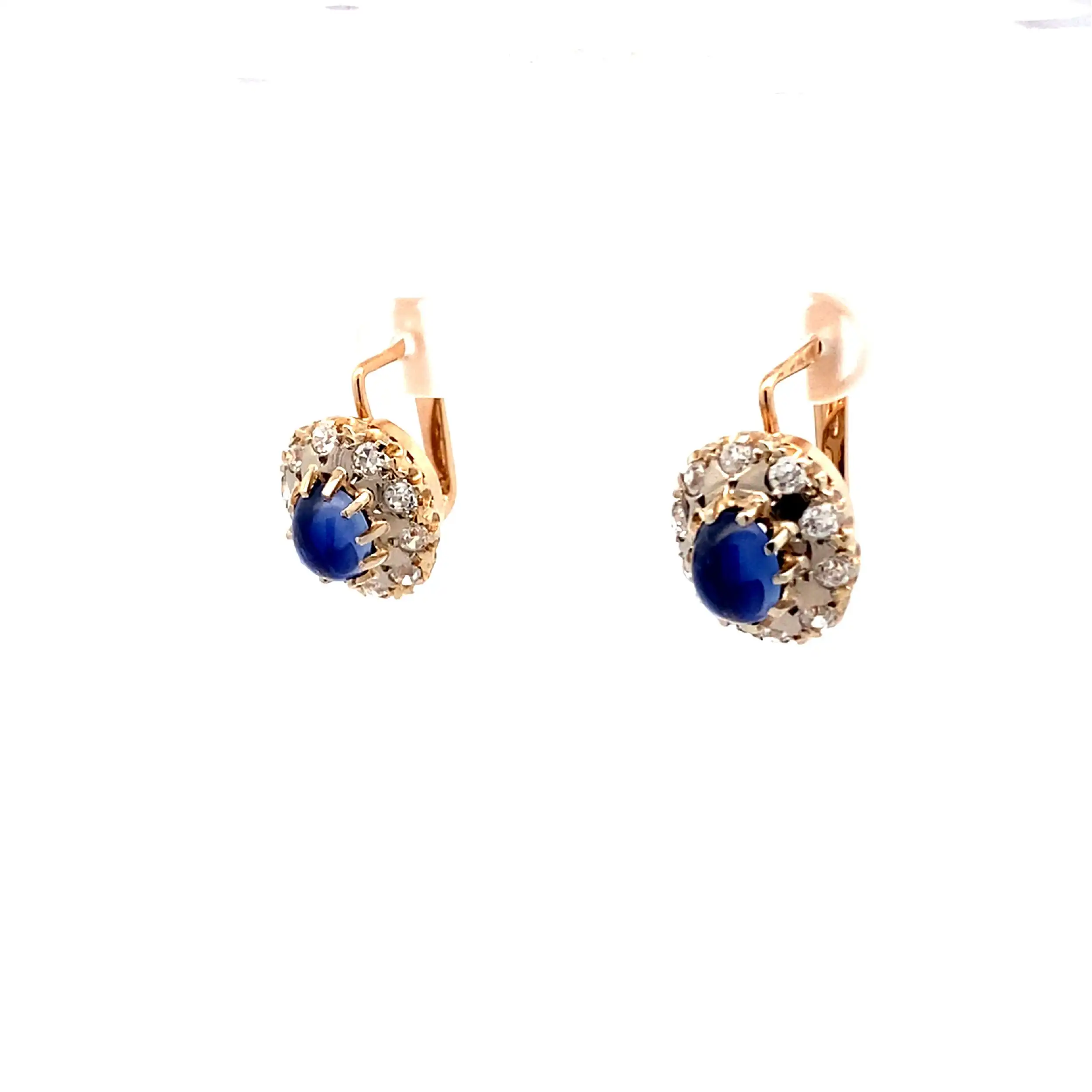 Ohrhänger Bicolor mit Zirkonia und blauem Farbstein