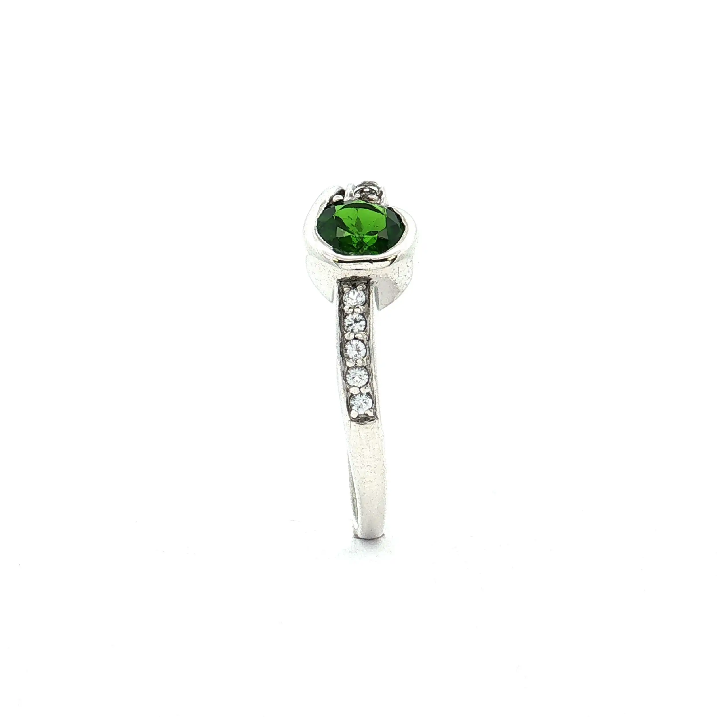 Ring Silber mit Russischer Diopsid und weißen Topas