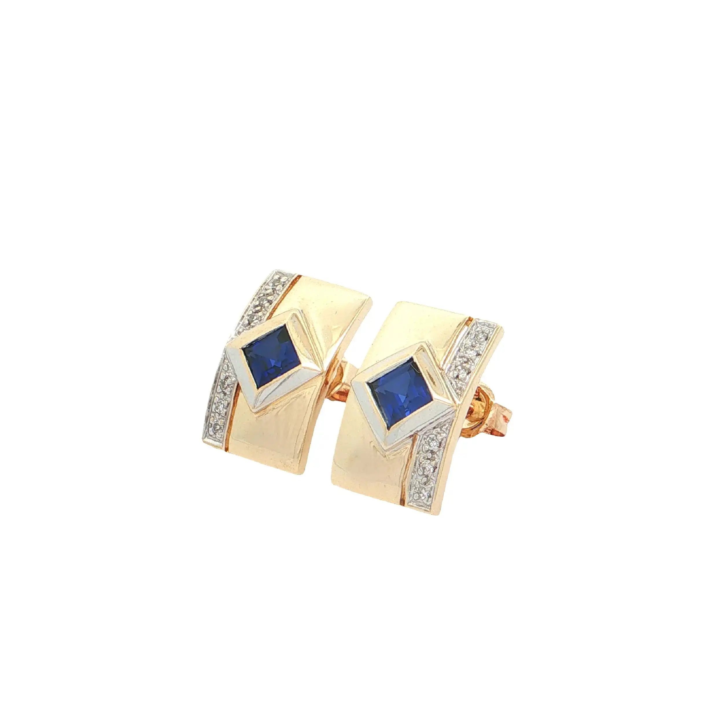 Ohrstecker Gelbgold mit Diamanten und Synthesen