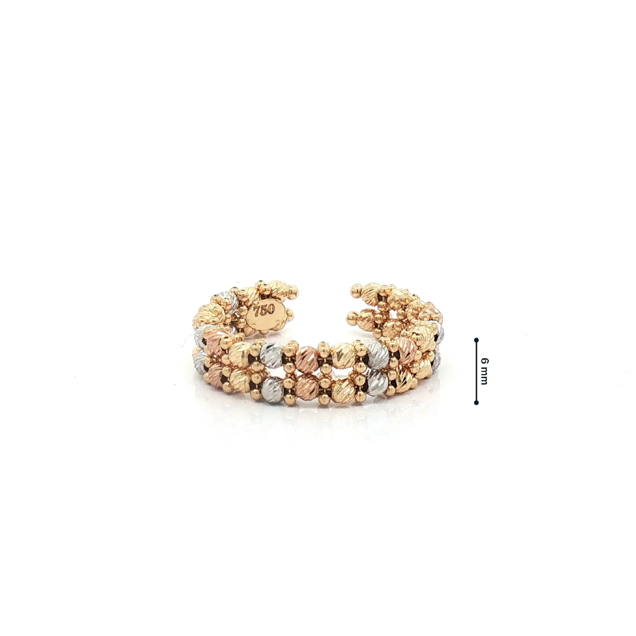 Ring Tricolor mit diamantierten Kugeln