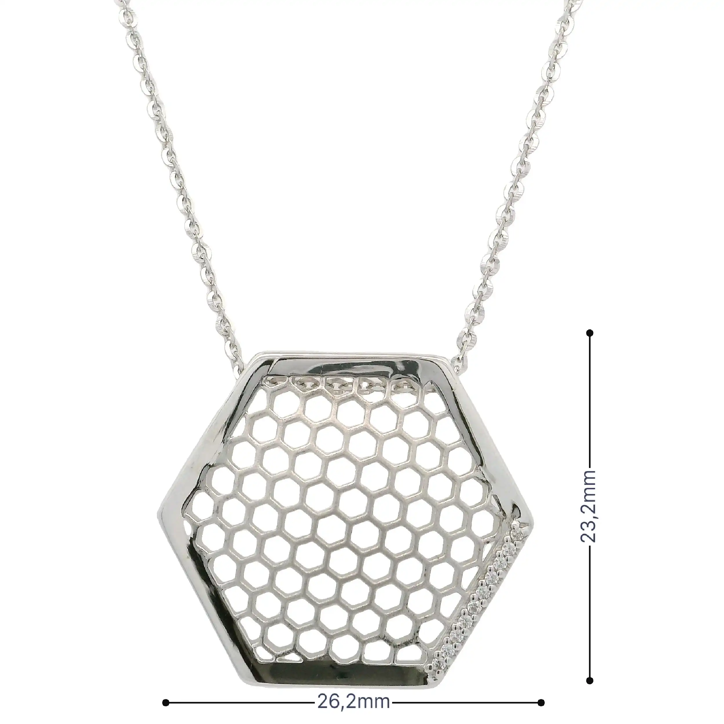 Collier Silber mit Hexagonalem Anhänger & Zirkonia Collier Silber mit Hexagonalem Anhänger & Zirkonia