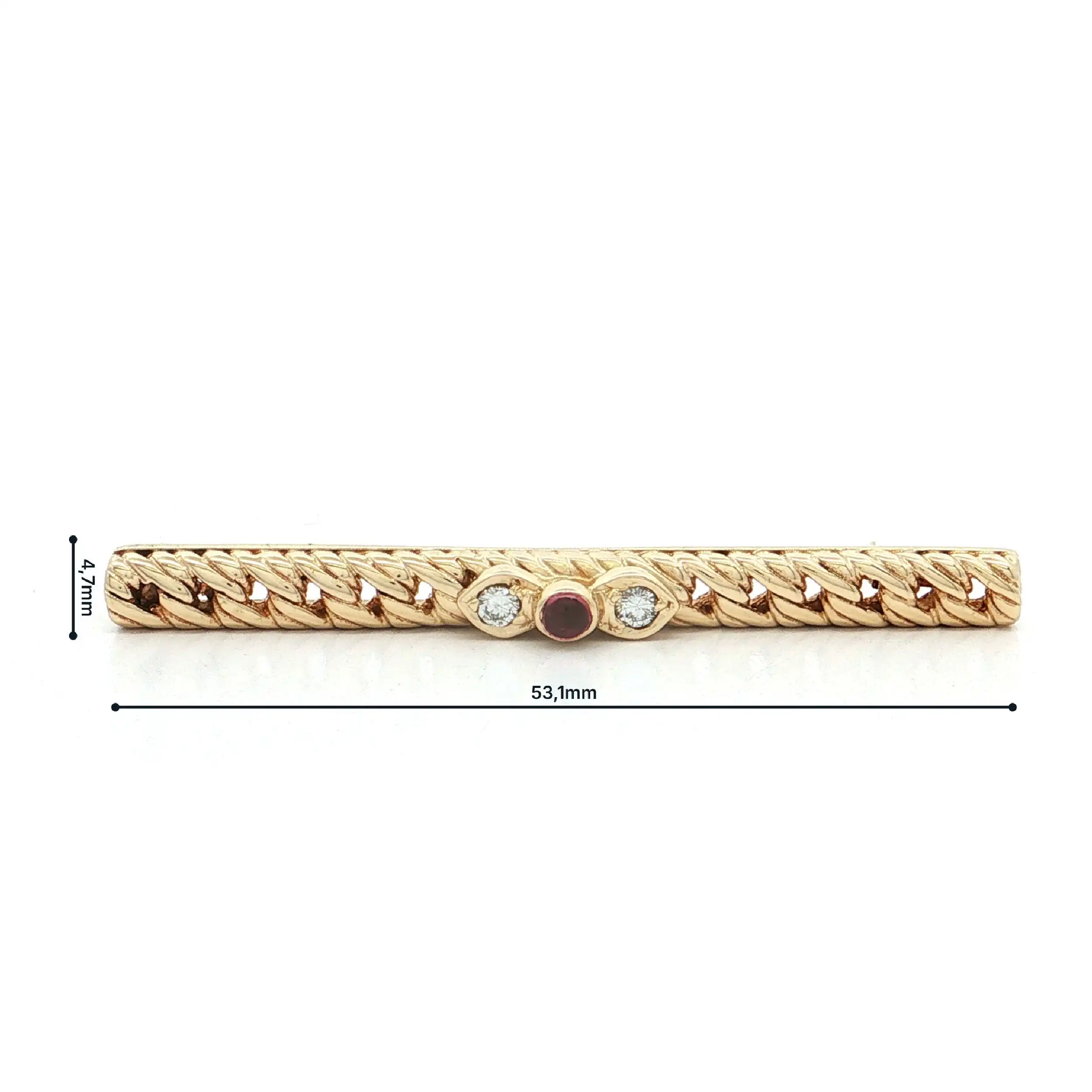 Brosche Gelbgold mit Rubin und Brillanten, graviert mit 0,12ct Brosche Gelbgold mit Rubin und Brillanten, graviert mit 0,12ct