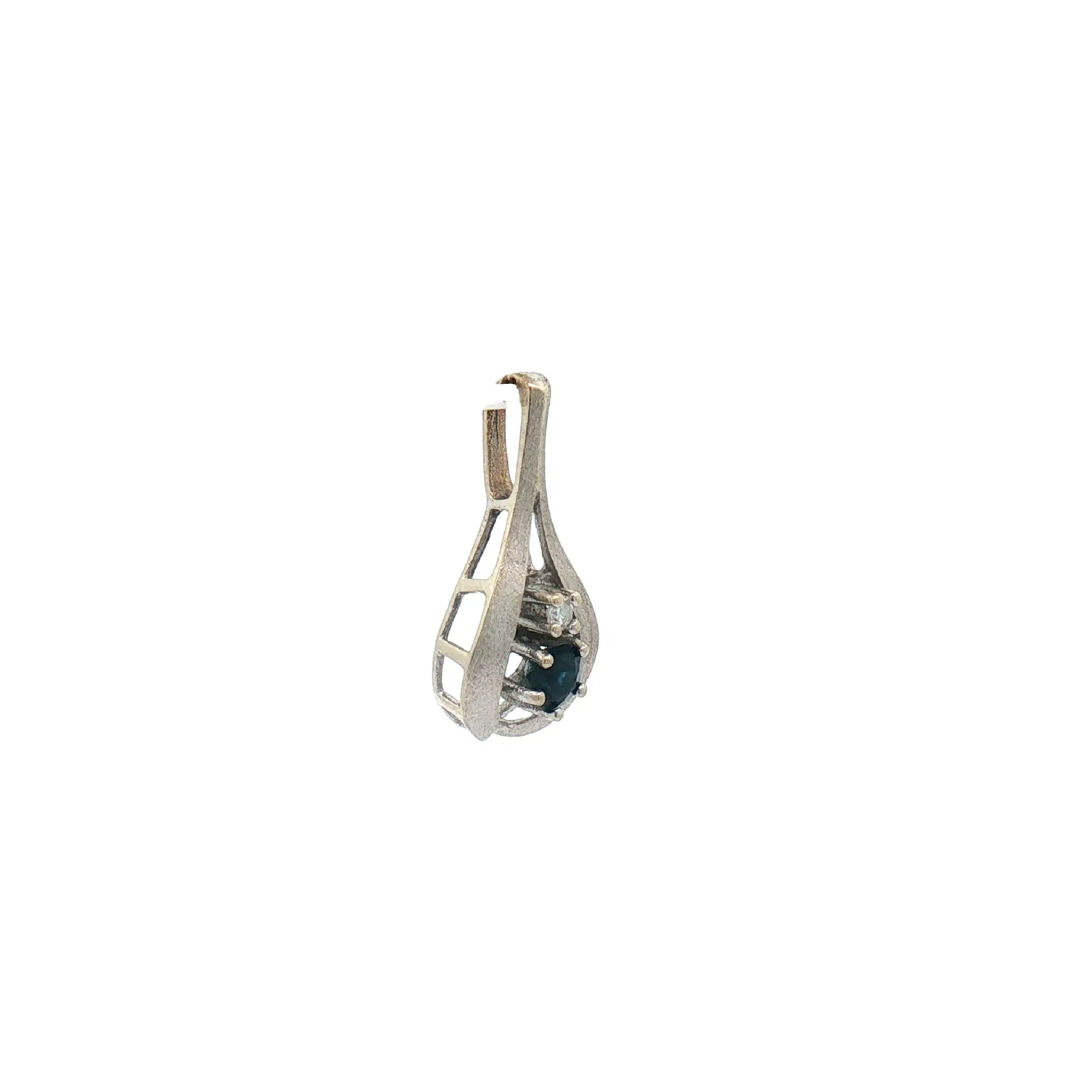 Anhänger Weißgold mit Diamant und Saphir Anhänger Weißgold mit Diamant und Saphir