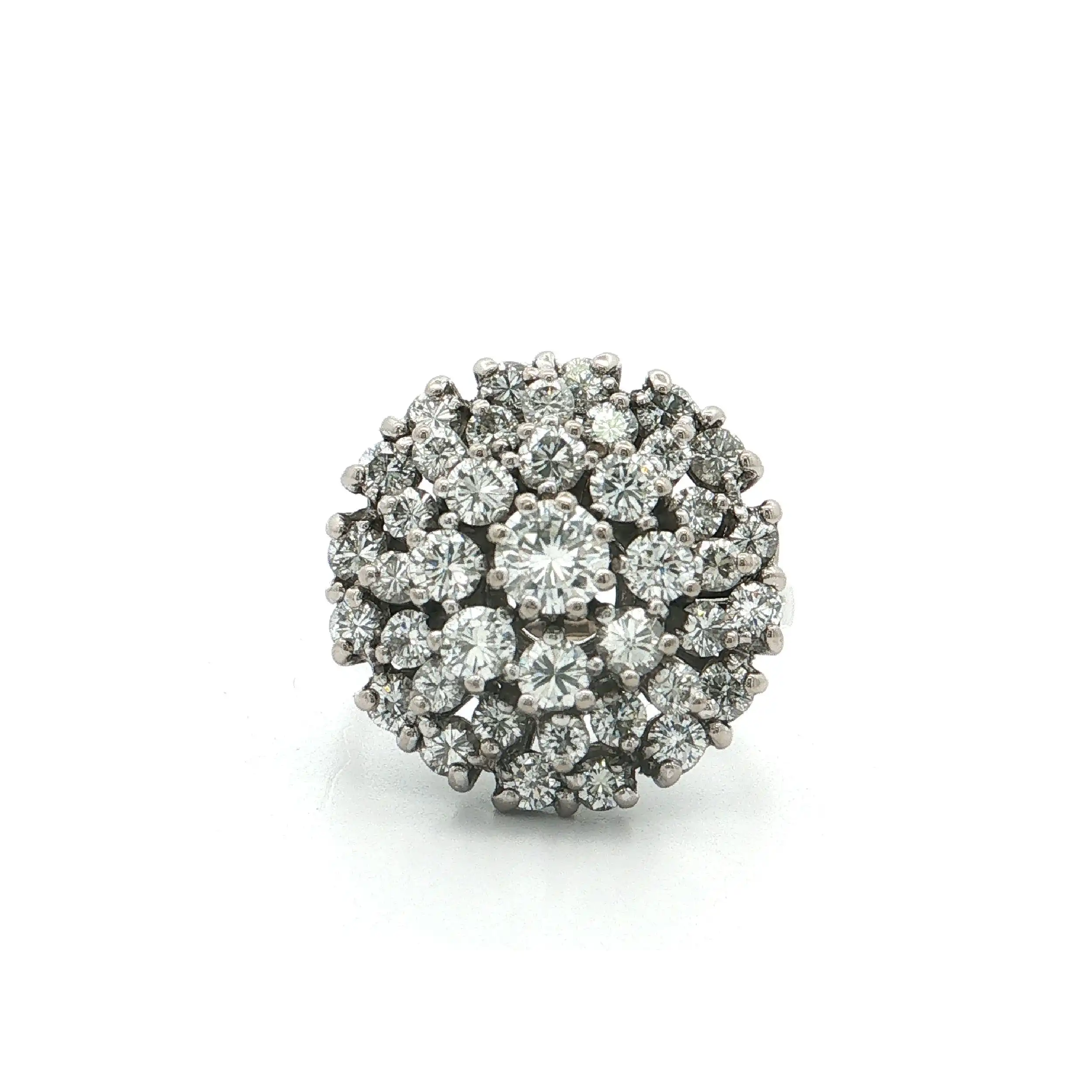 Ring Weißgold mit Brillanten, graviert mit 2ct