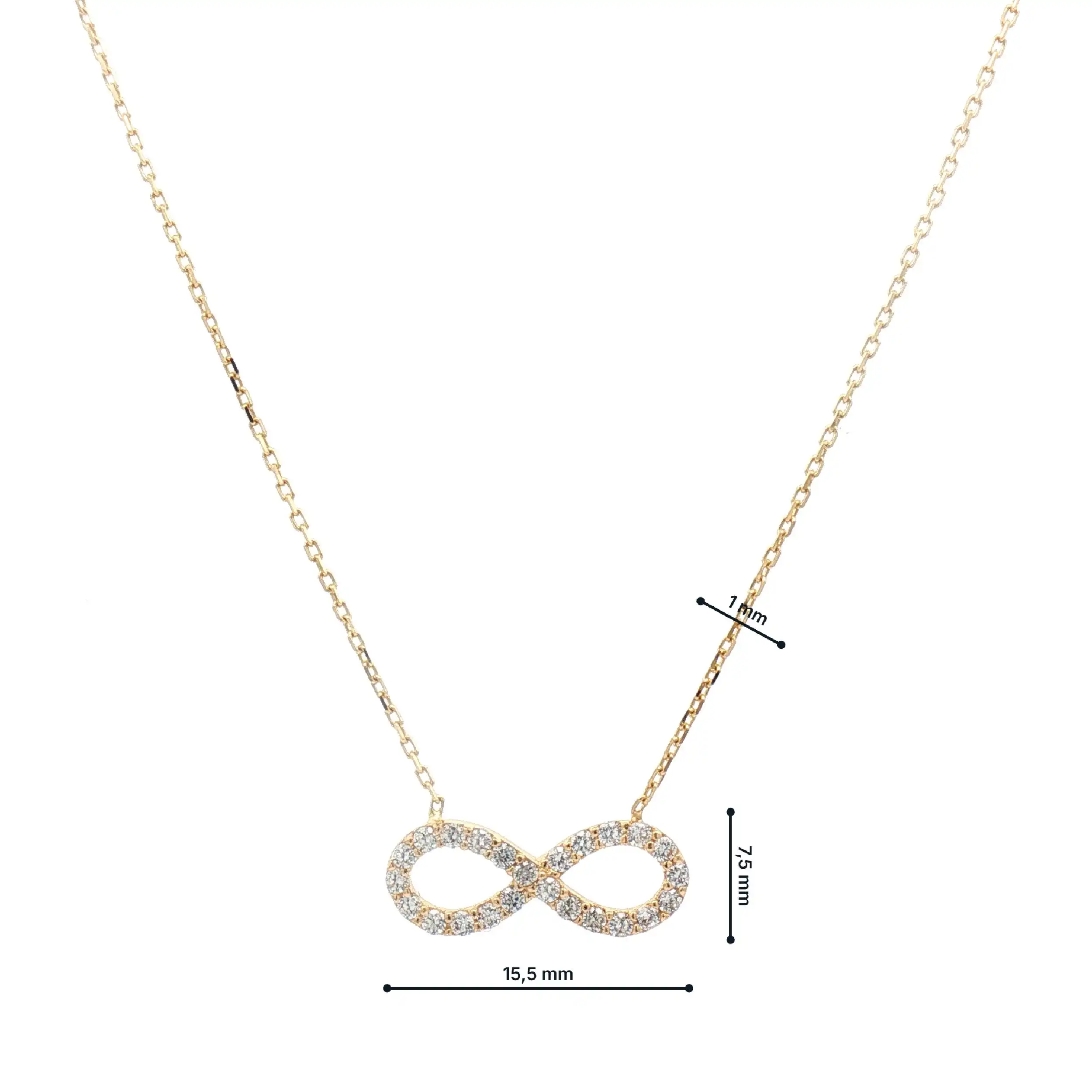 Ankerkette Gelbgold mit Anhänger und Zirkonia