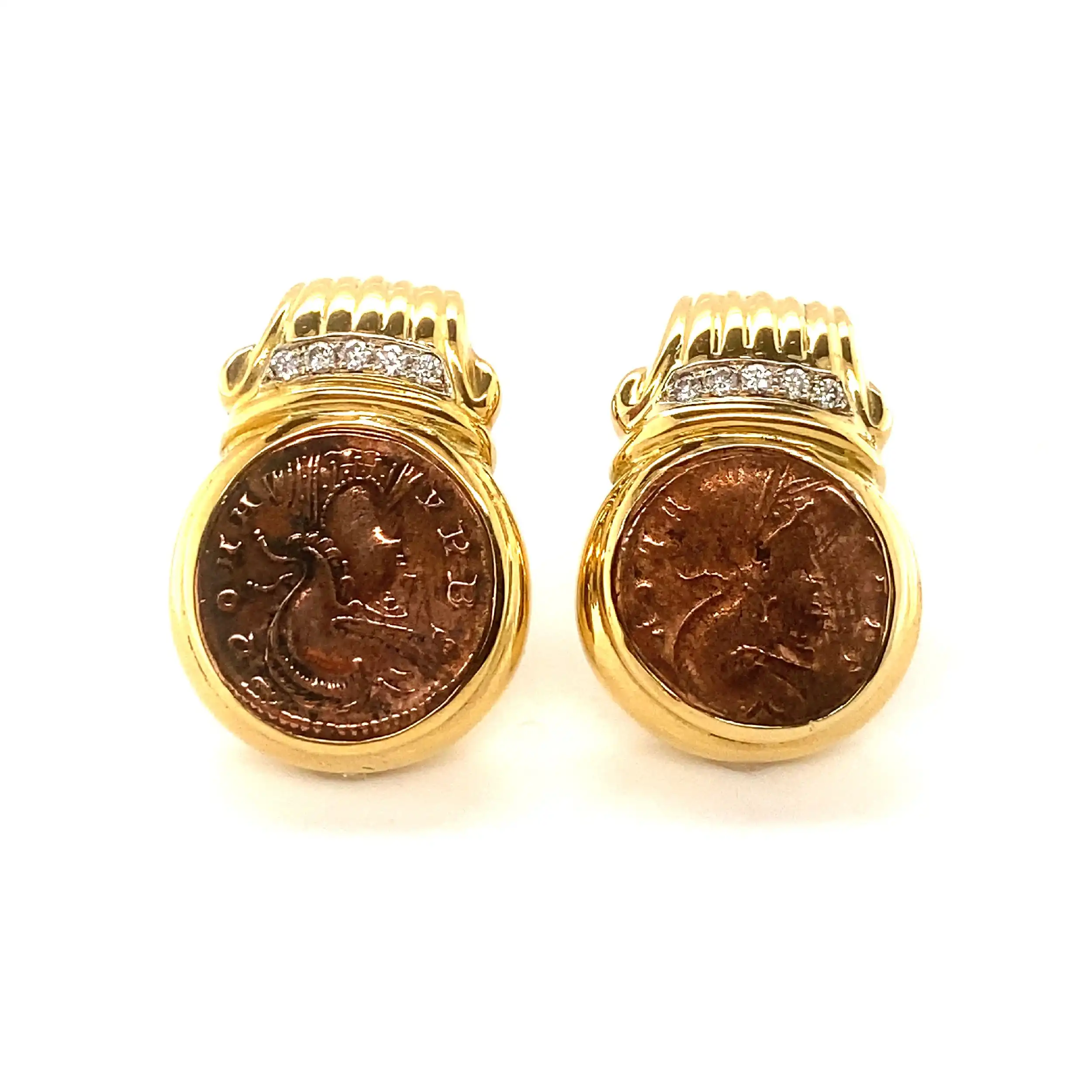 Ohrstecker Gelbgold mit Münze und Brillanten von Wempe