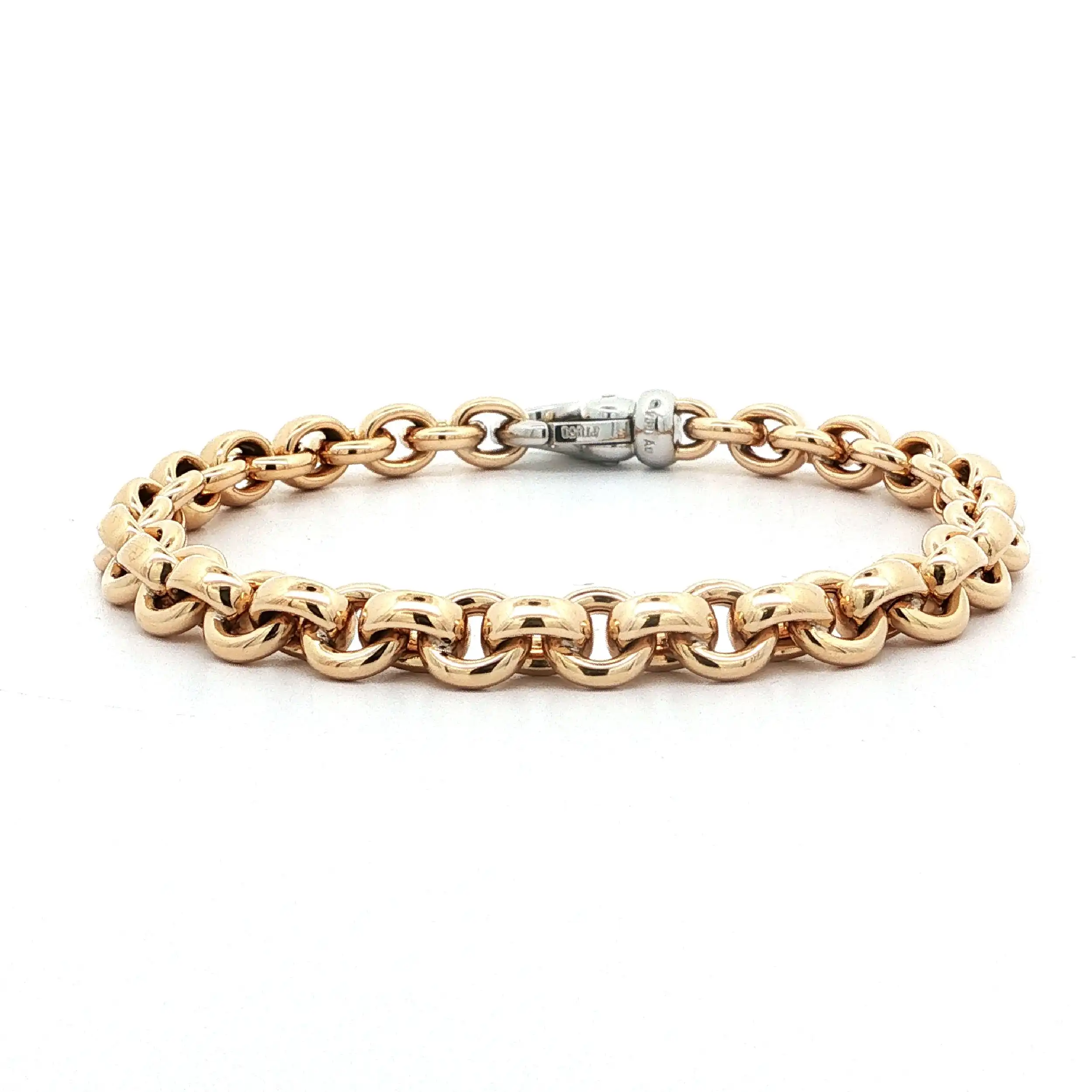 Erbsarmband Gelbgold mit Platin Karabiner & Brillanten Erbsarmband Gelbgold mit Platin Karabiner & Brillanten