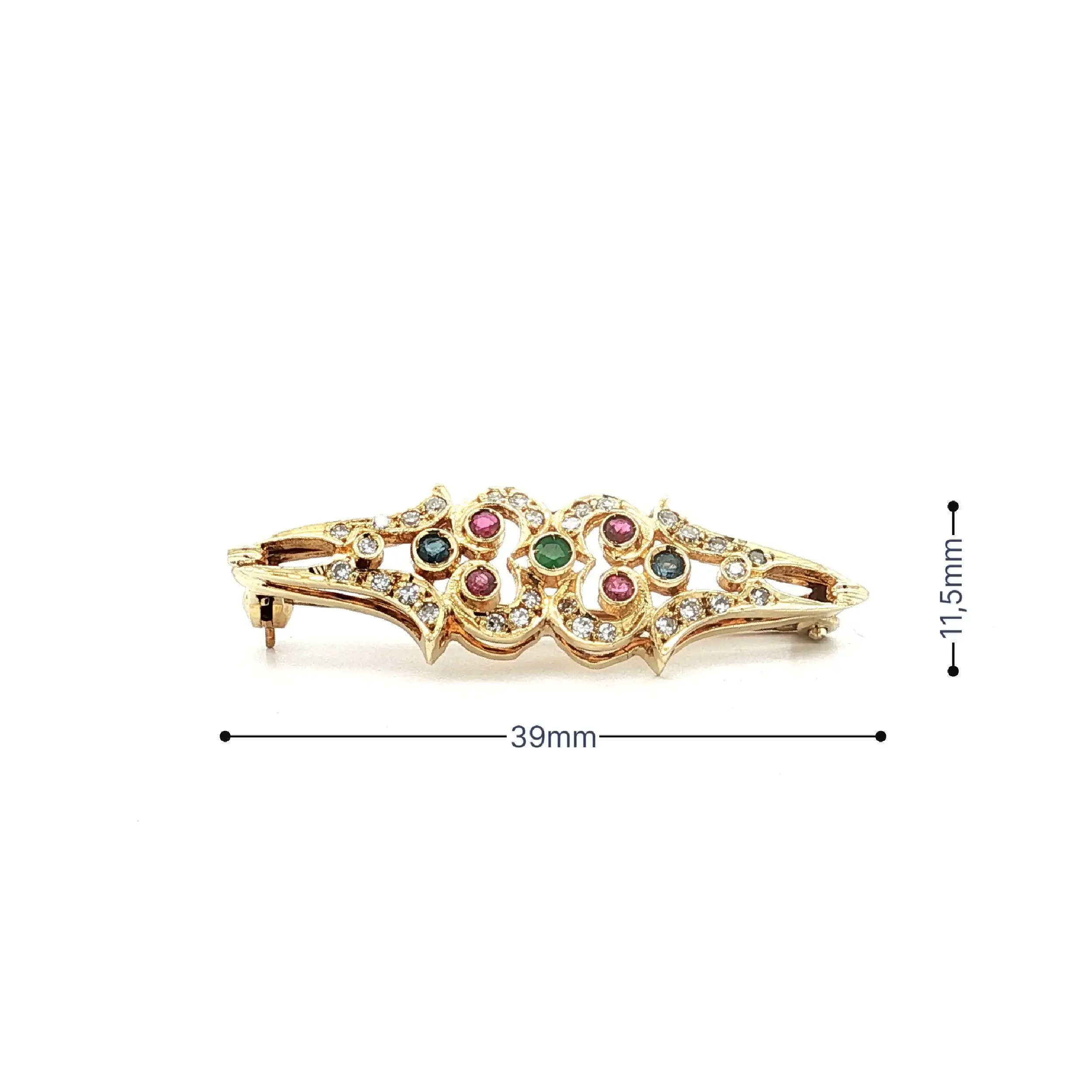 Nadel Gelbgold mit Rubin, Saphir, Smaragd & Diamanten Nadel Gelbgold mit Rubin, Saphir, Smaragd & Diamanten