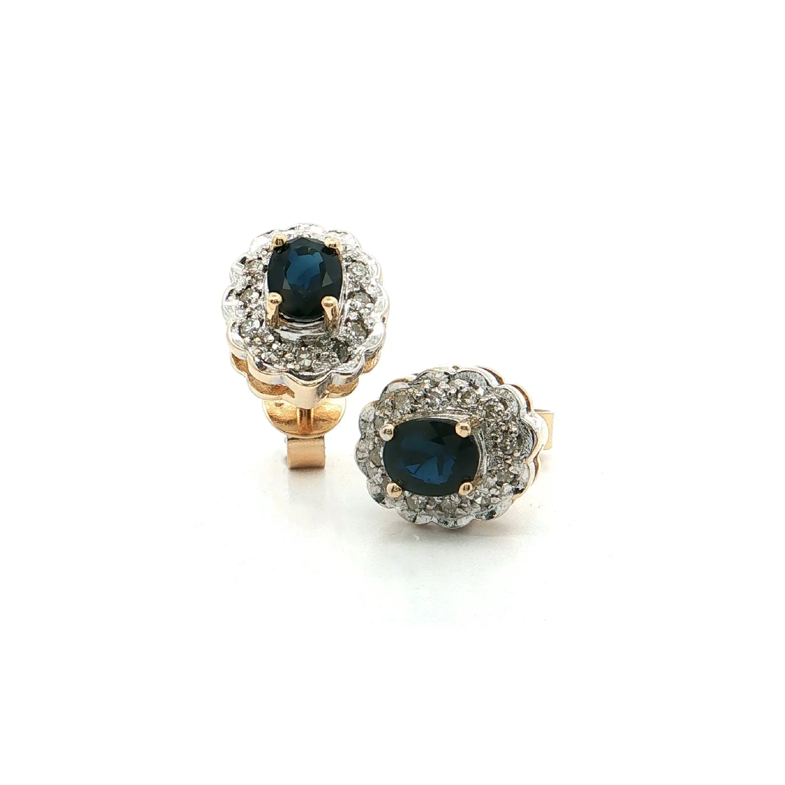 Ohrstecker Bicolor mit Saphir und Diamanten
