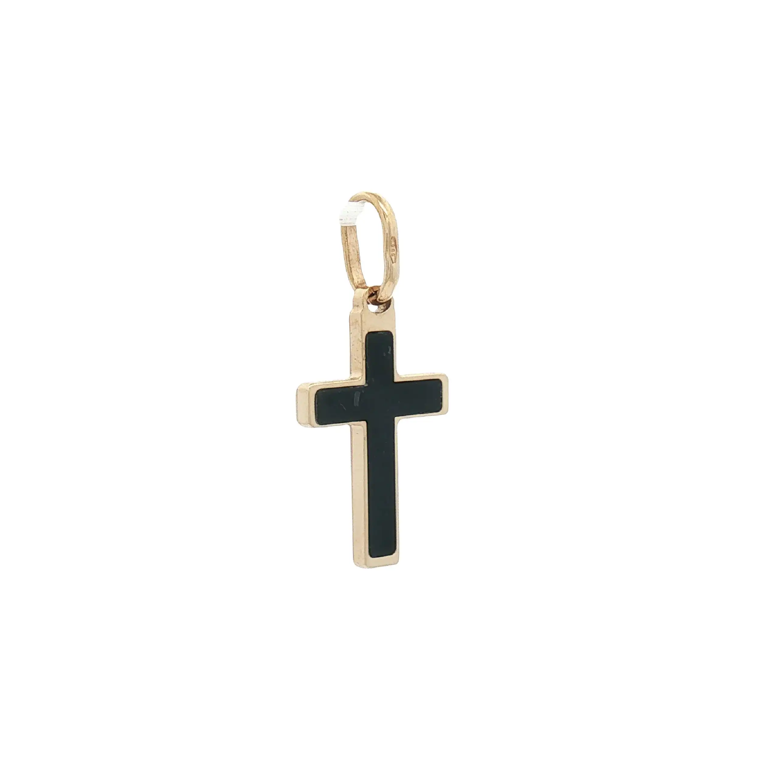 Kreuzanhänger Gelbgold Onyx