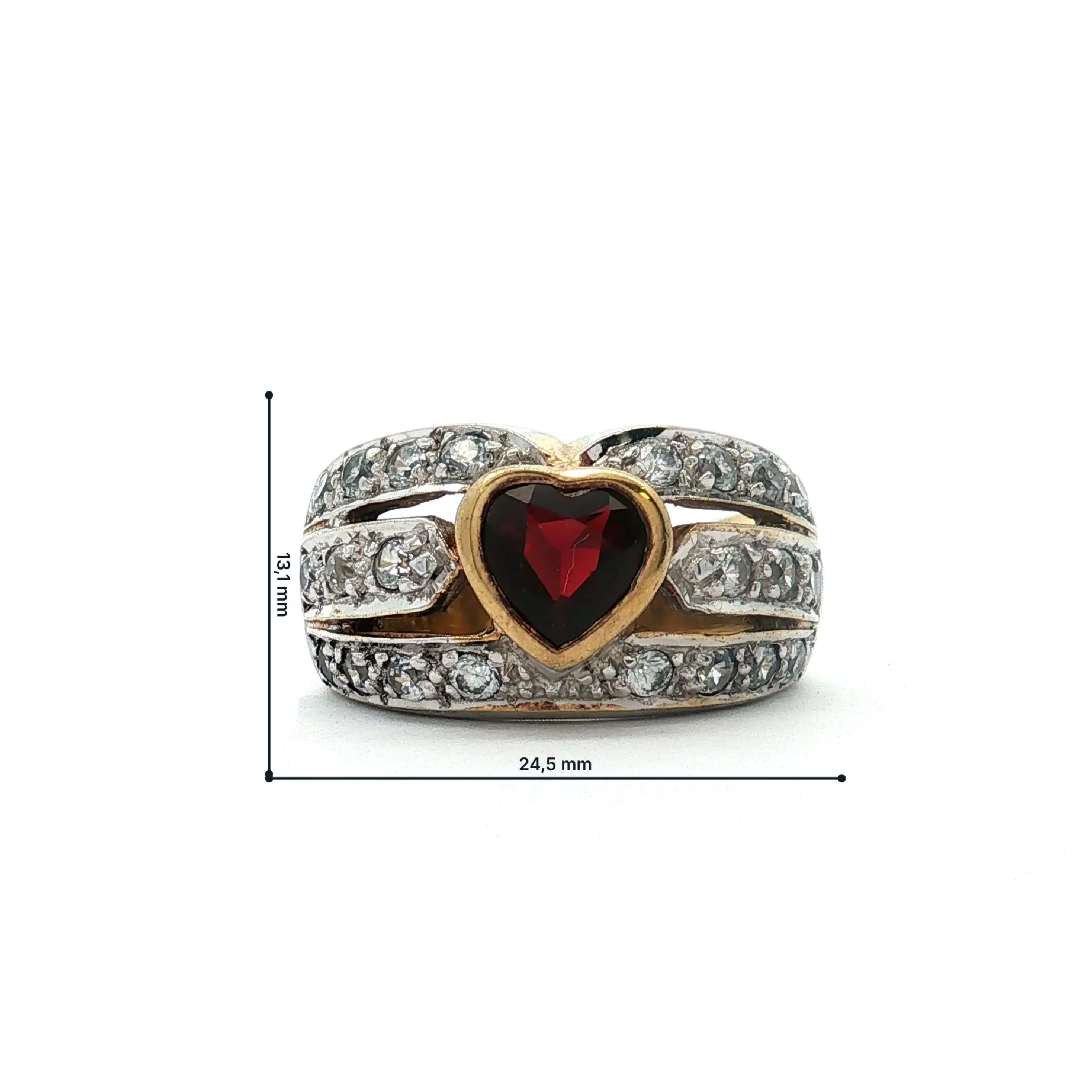 Ring Silber vergoldet mit rotem Stein und Zirkonia Ring Silber vergoldet mit rotem Stein und Zirkonia
