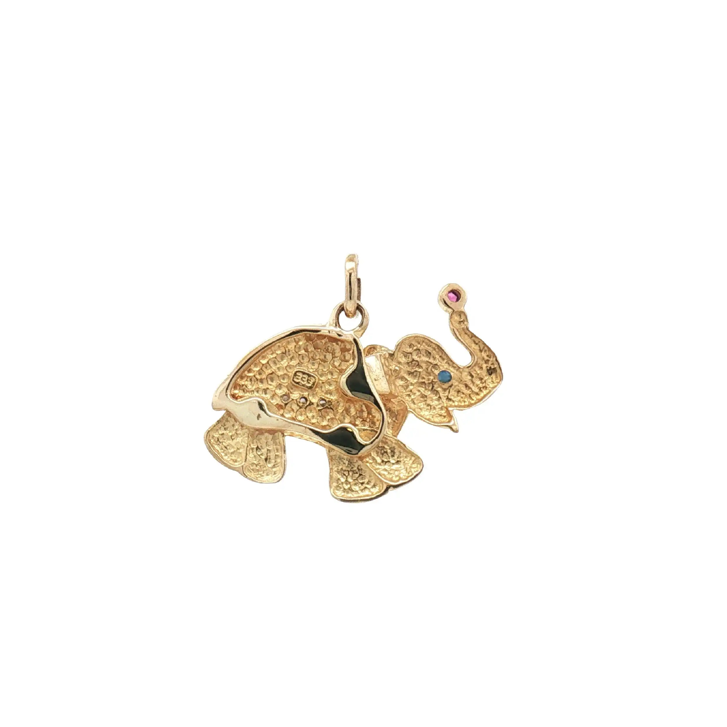 Anhänger Gelbgold Elefant mit Farbsteinen und Zirkonia Anhänger Gelbgold Elefant mit Farbsteinen und Zirkonia