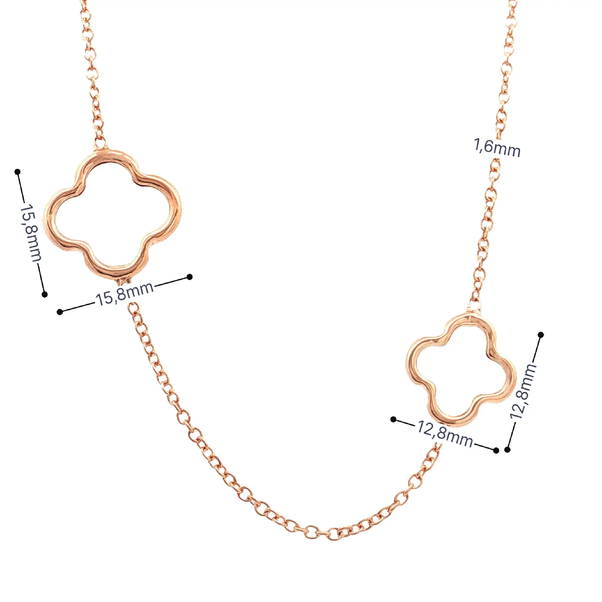 Ankercollier Roségold mit Blumenelementen