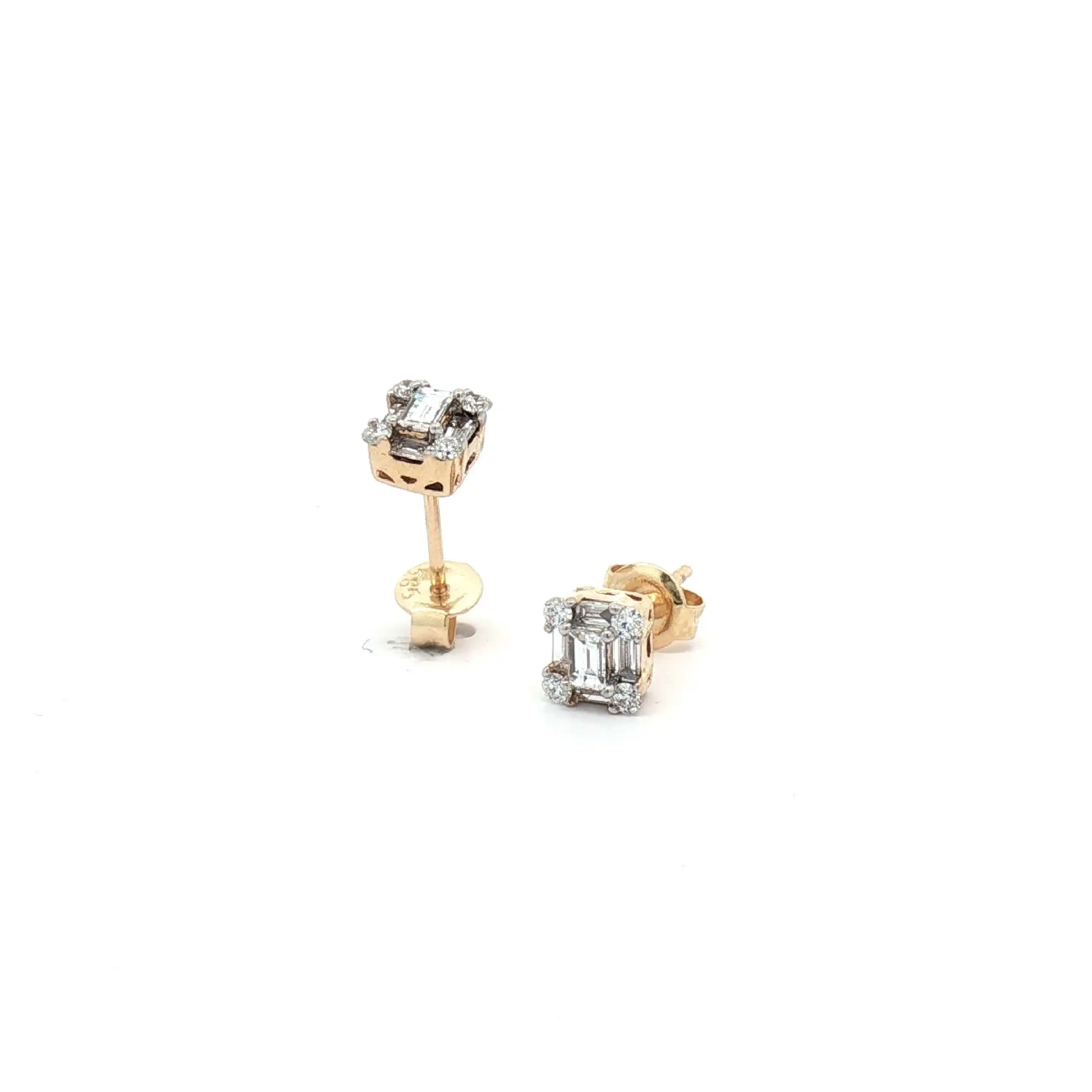 Ohrstecker Bicolor mit Diamanten im Smaragdschliff und Brillanten