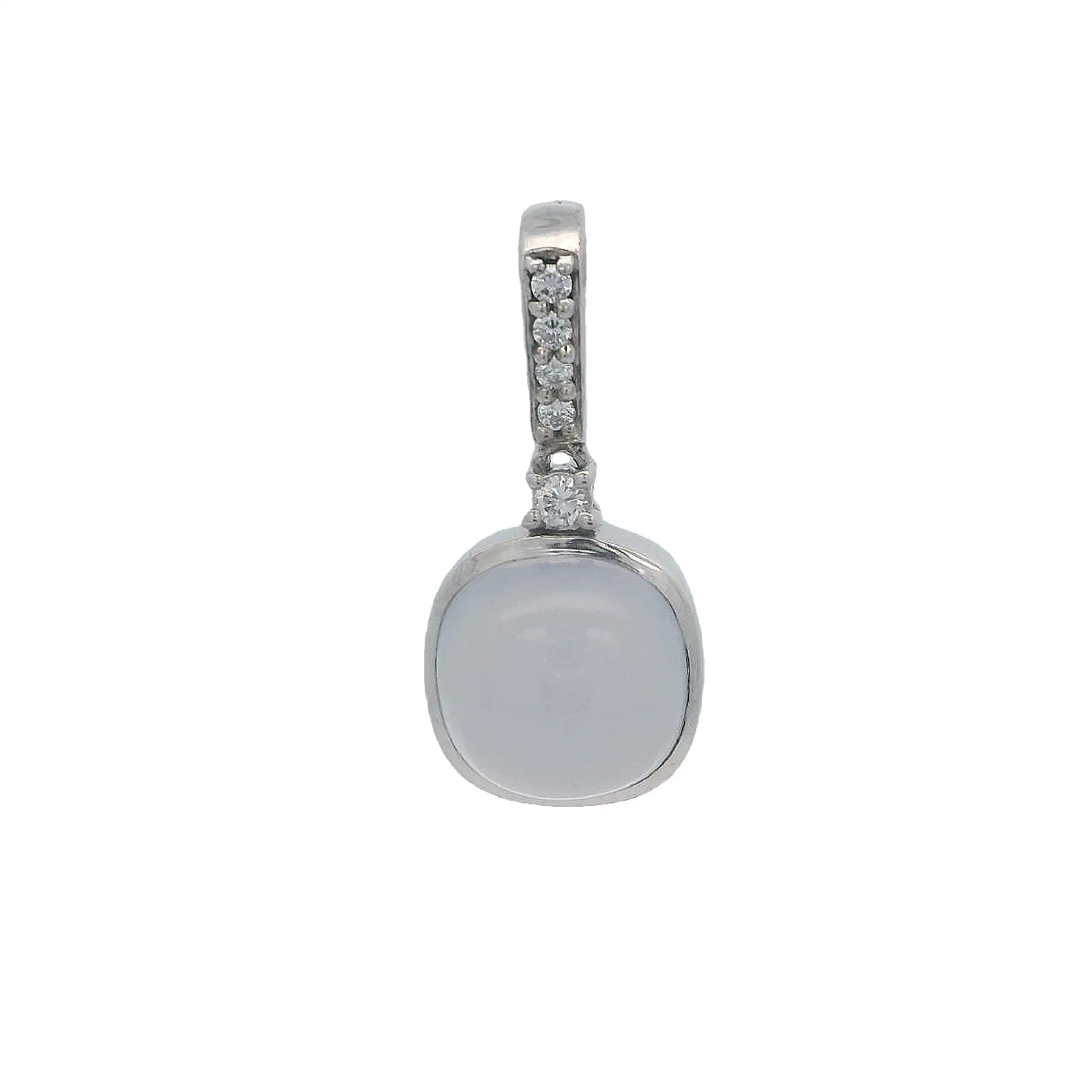 Anhänger Weißgold mit Chalcedon Cabochon und Brillanten Anhänger Weißgold mit Chalcedon Cabochon und Brillanten