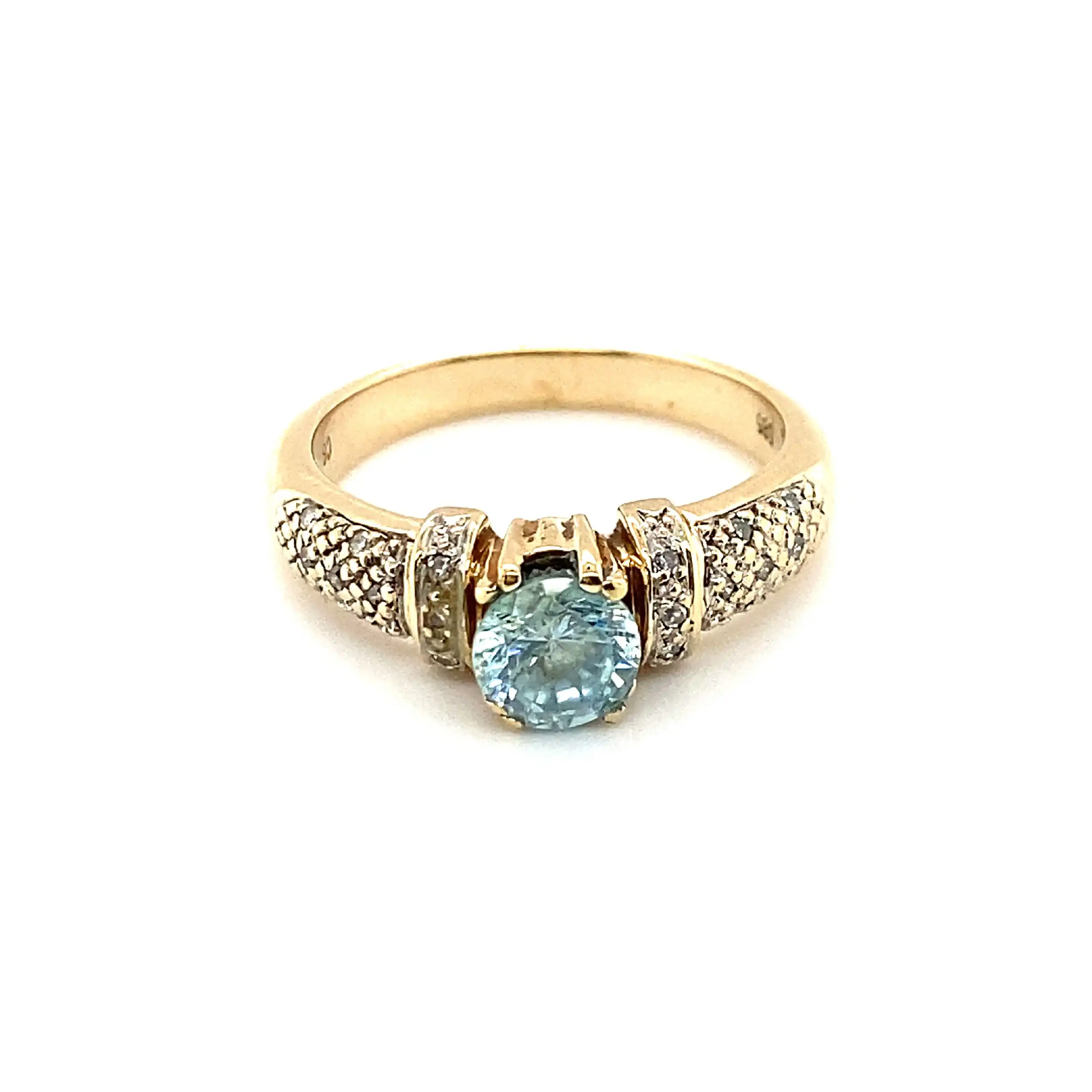 Ring Gelbgold mit blauem Farbstein und Diamanten Ring Gelbgold mit blauem Farbstein und Diamanten