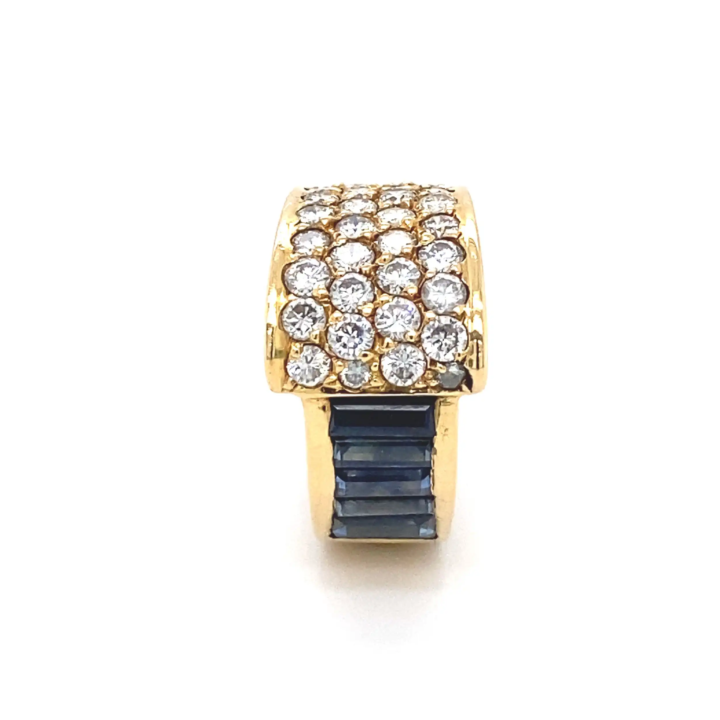 Ring Gelbgold mit Brillanten und blauen Steinen