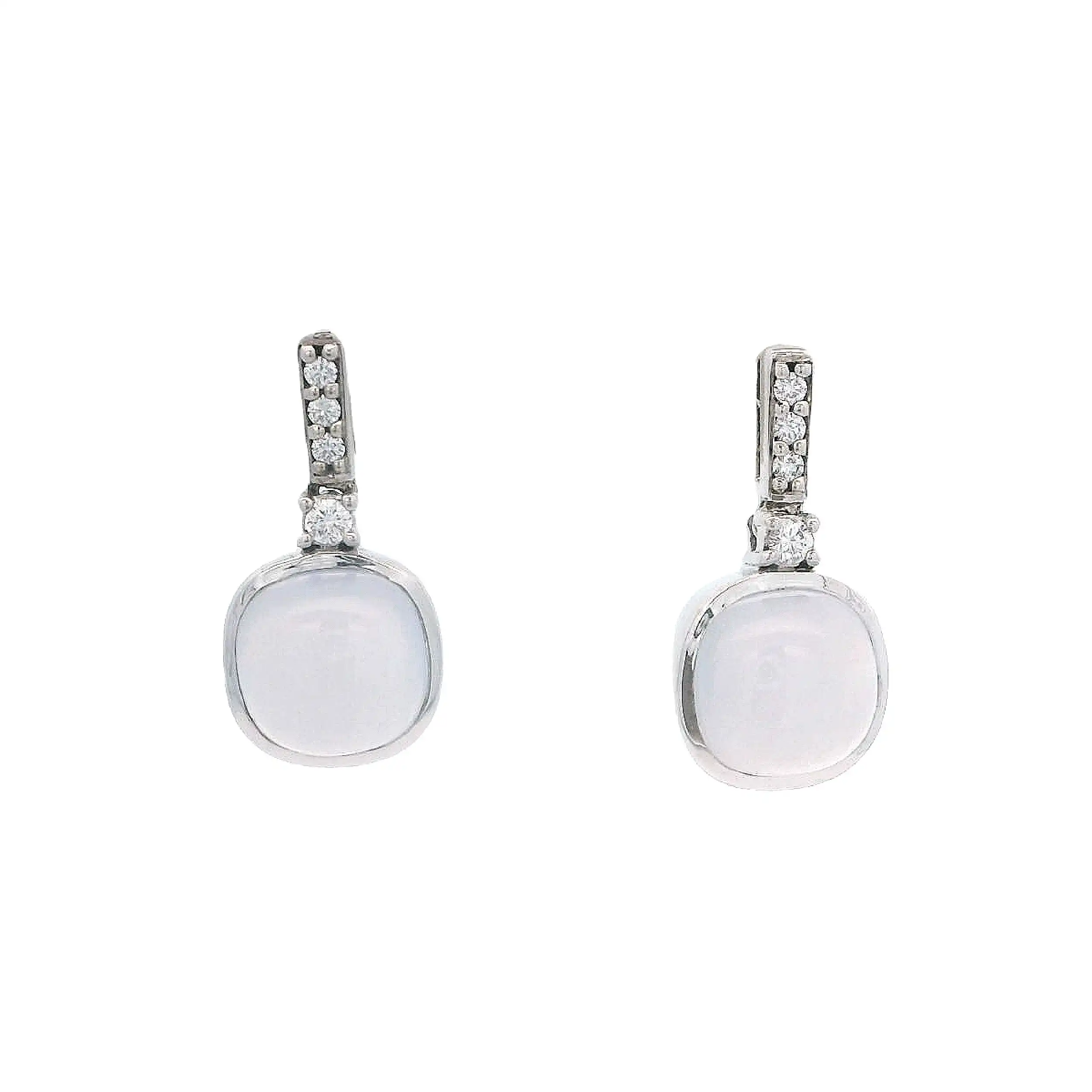 Ohrstecker mit Chalcedon Cabochon hellblau und Brillanten