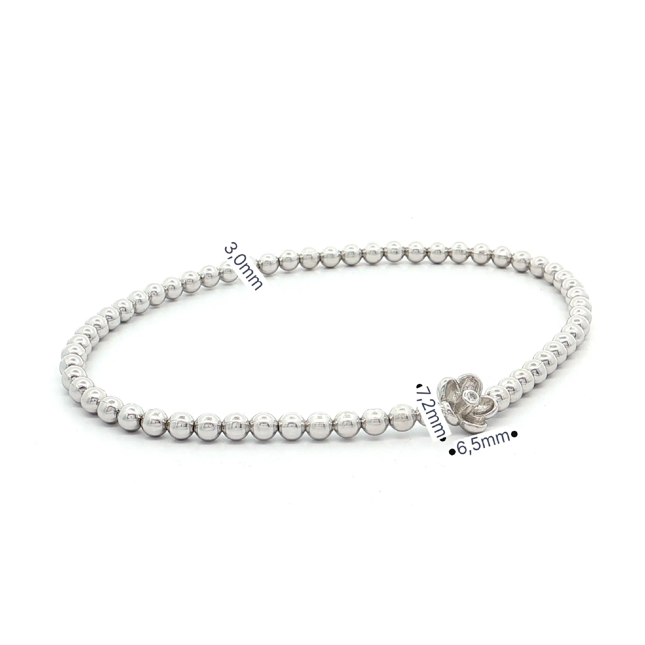 Kügelchenarmband Silber elastisch "Blume" mit Zirkonia