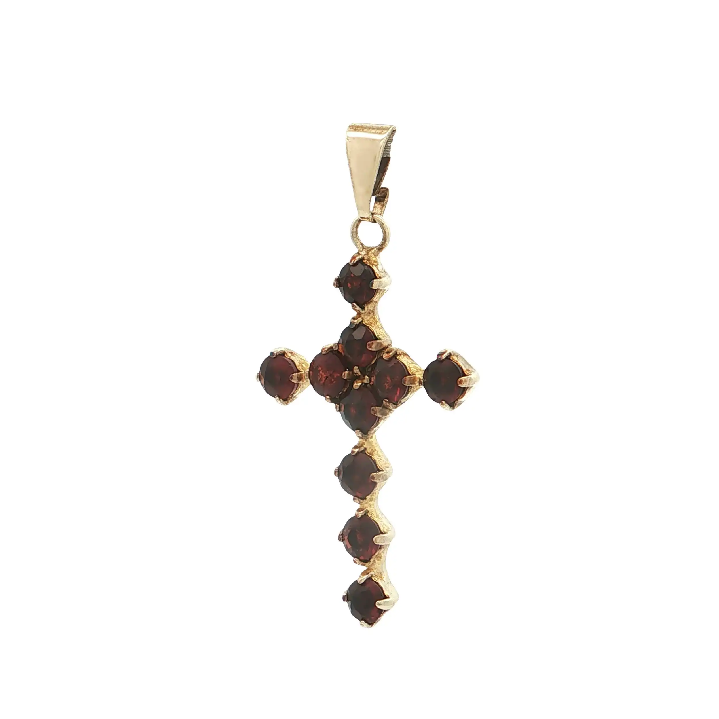 Kreuzanhänger Gelbgold mit Granat