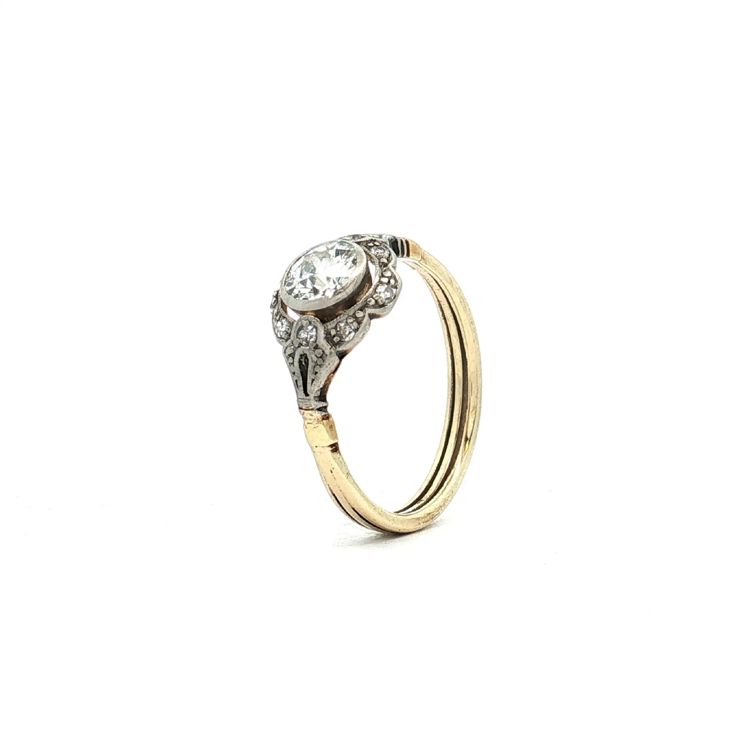 Ring Bicolor mit Altschliff und Diamanten