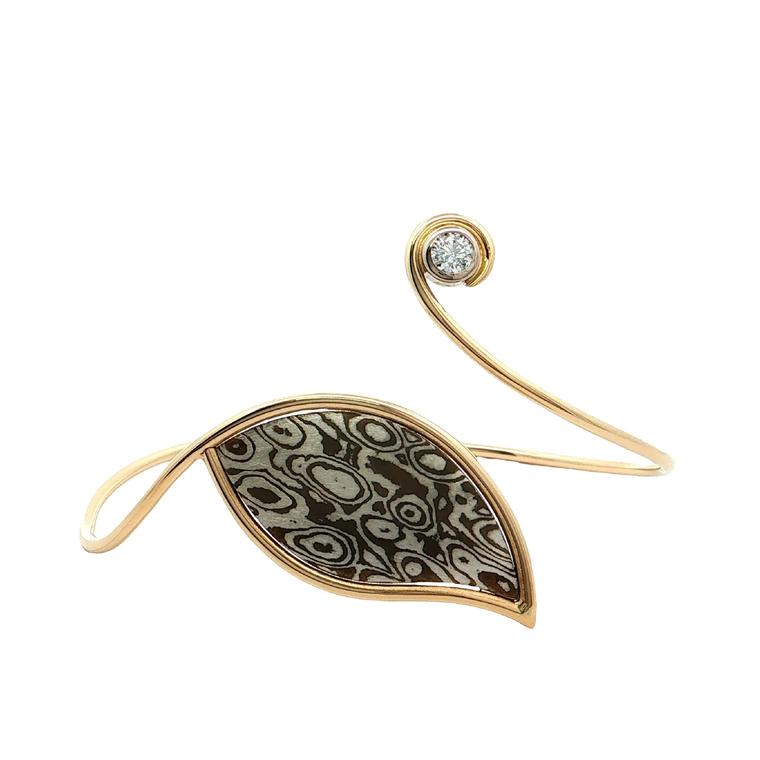 Armreif Bicolor mit Brillant "Blatt"
