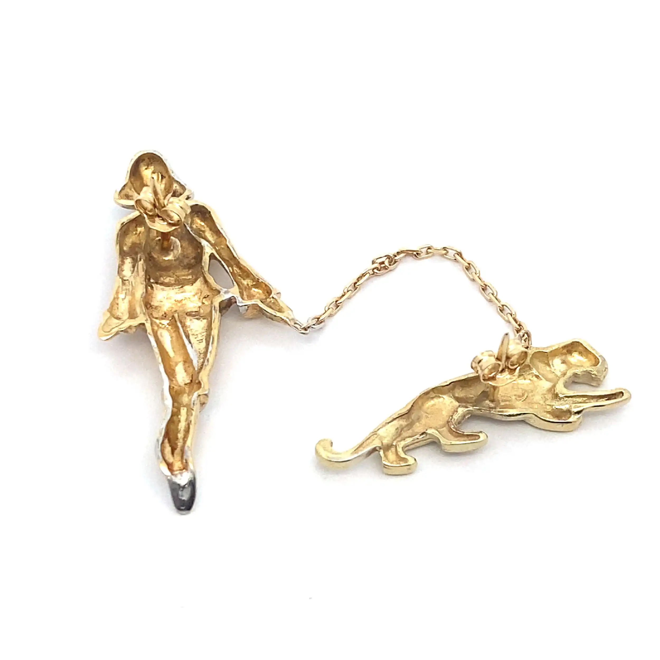 Brosche / Nadel oder Ohrstecker Bicolor Frau mit Panther