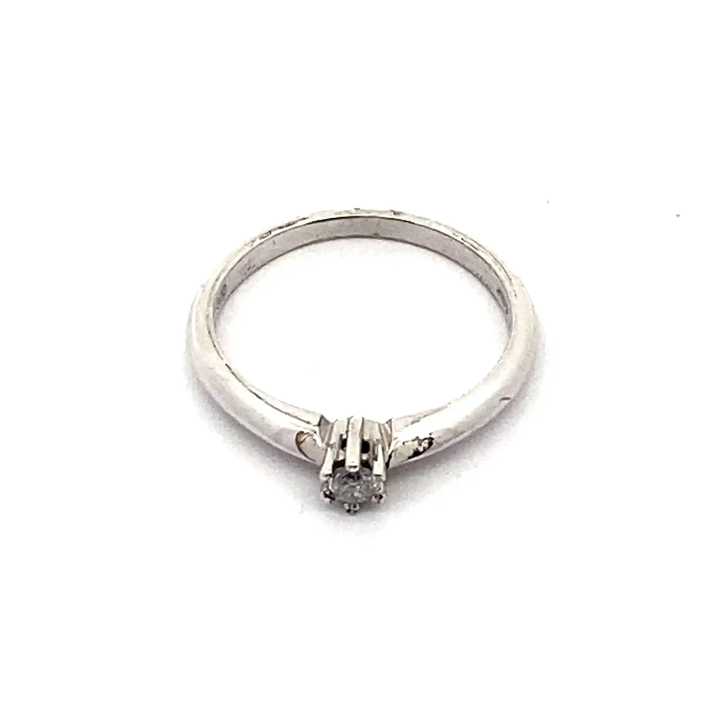 Ring Weißgold "Christ" mit Brillant Solitär, graviert mit 0,10ct