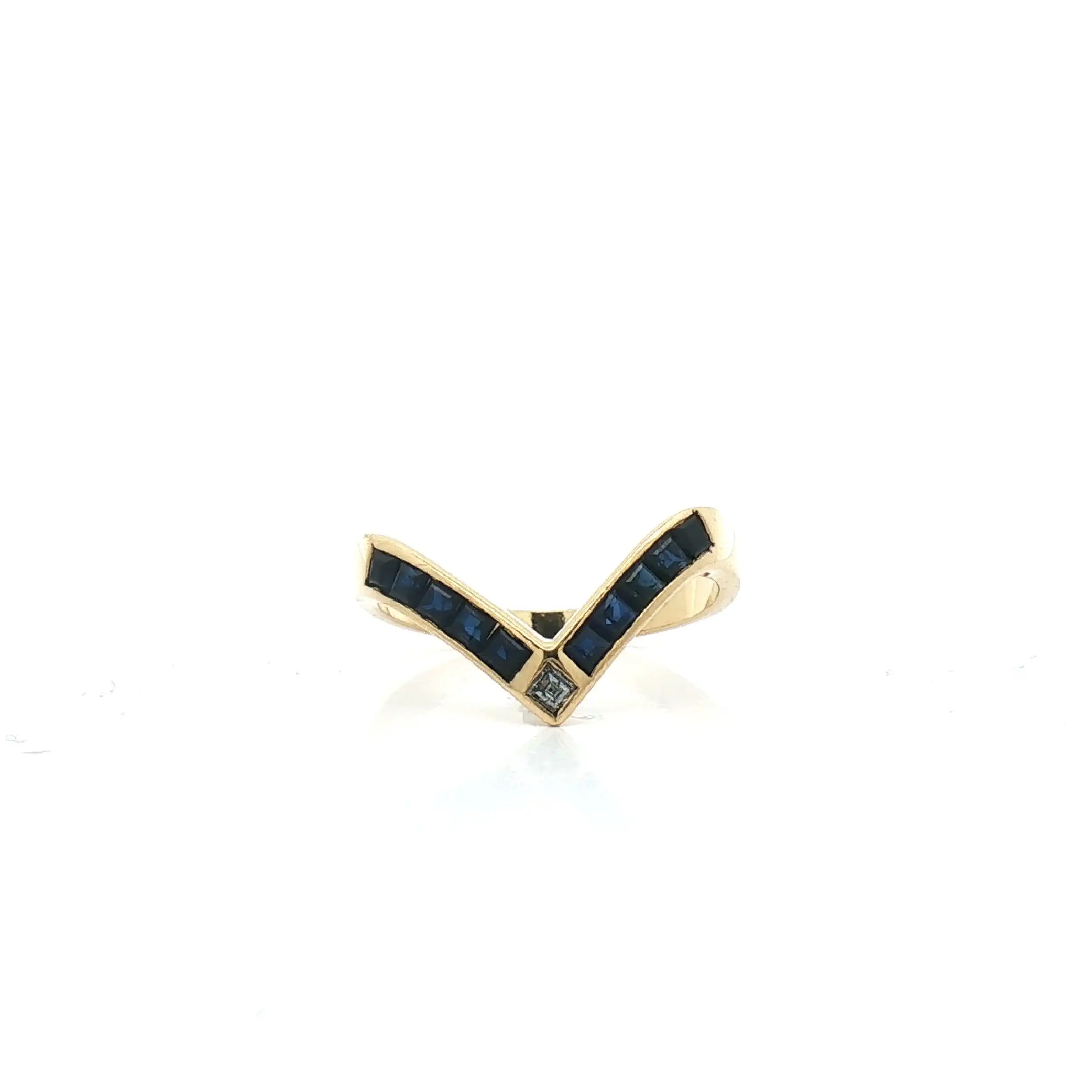 Ring Gelbgold mit Saphir und Diamant im Carree-Schliff