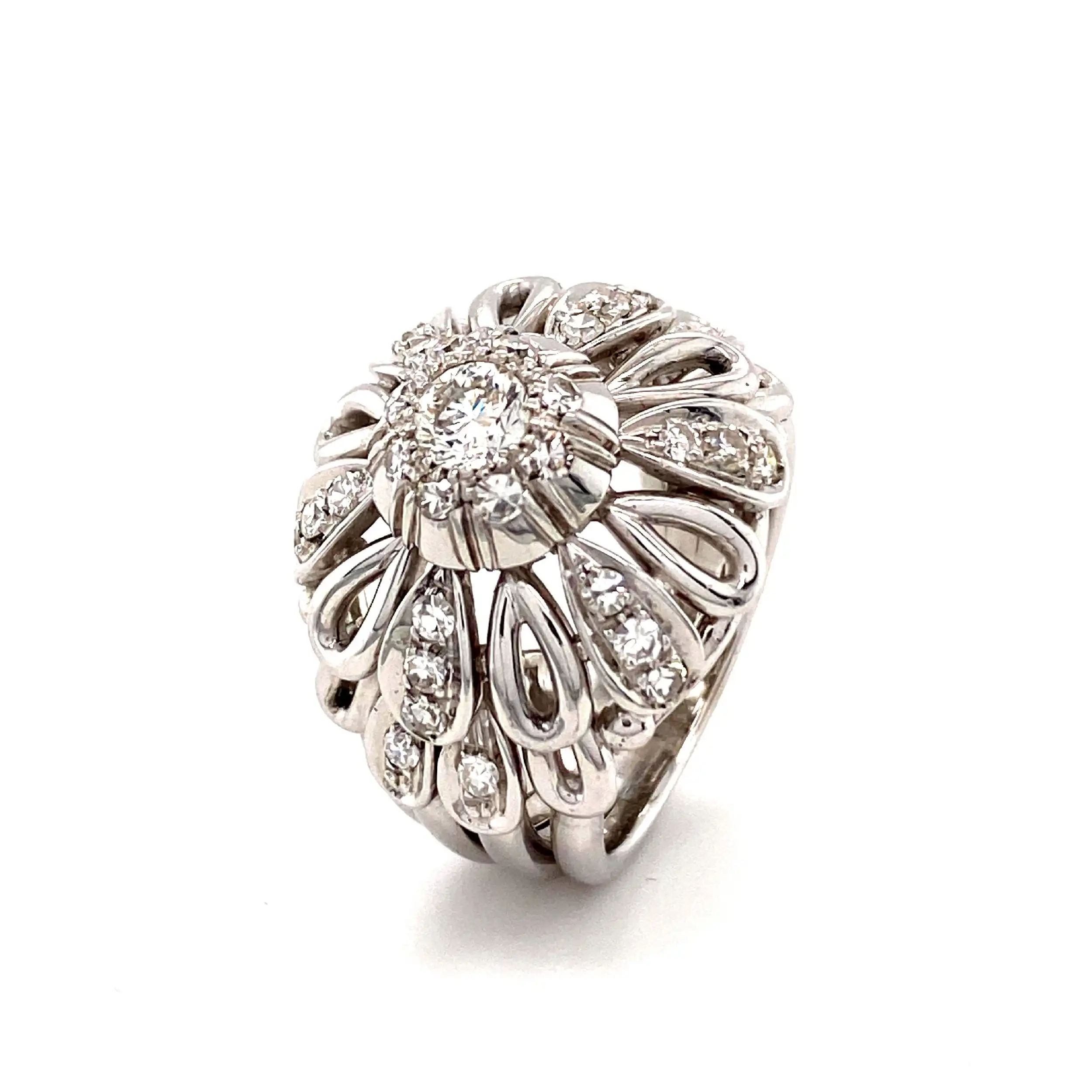 Ring Weißgold mit Brillant Solitär & Diamanten Ring Weißgold mit Brillant Solitär & Diamanten