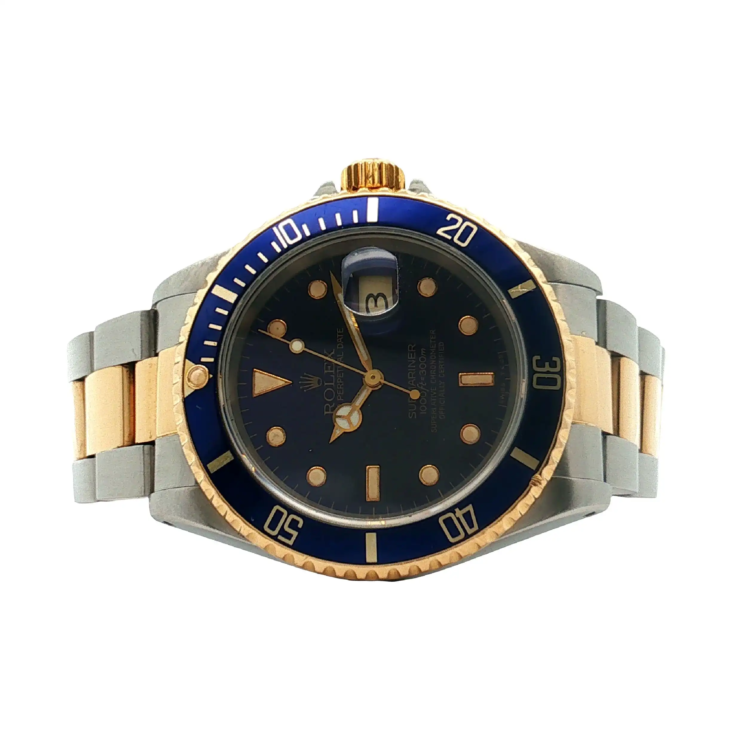 Herrenuhr Rolex Submariner 16613 Stahl Gold blaues ZB
