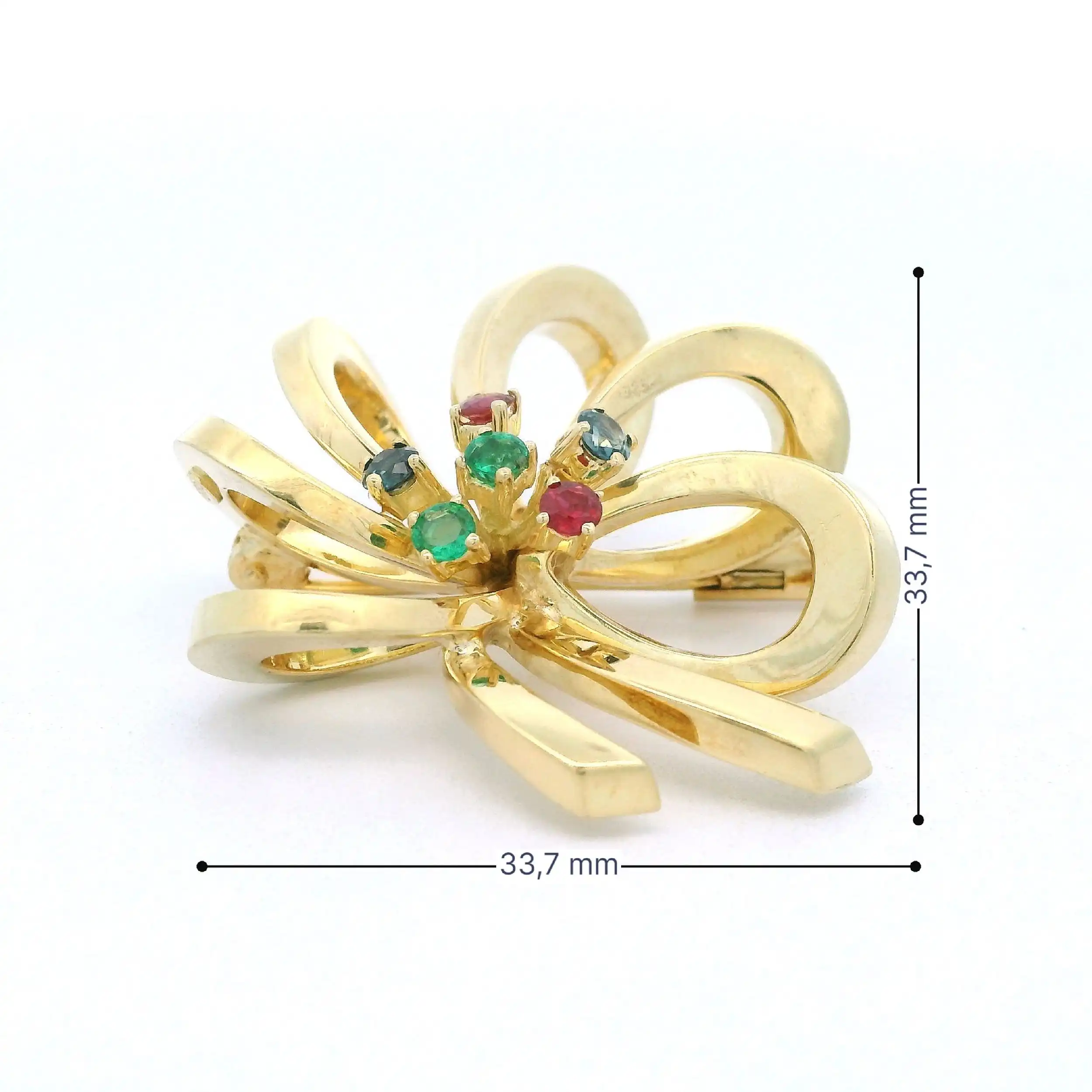 Brosche Gelbgold mit Farbsteinen Brosche Gelbgold mit Farbsteinen