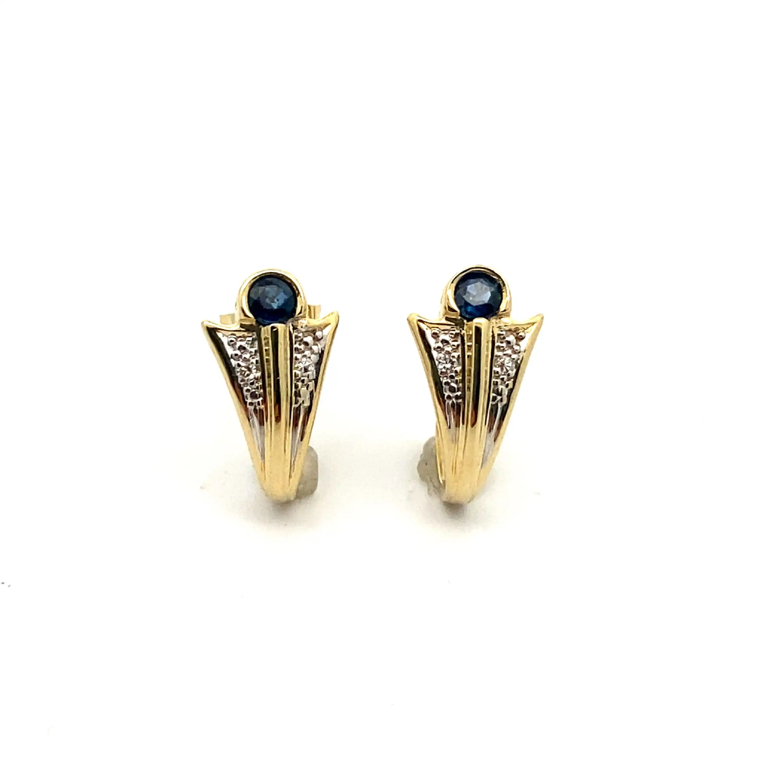 Ohrstecker Bicolor mit Diamanten und blauen Steinen Ohrstecker Bicolor mit Diamanten und blauen Steinen