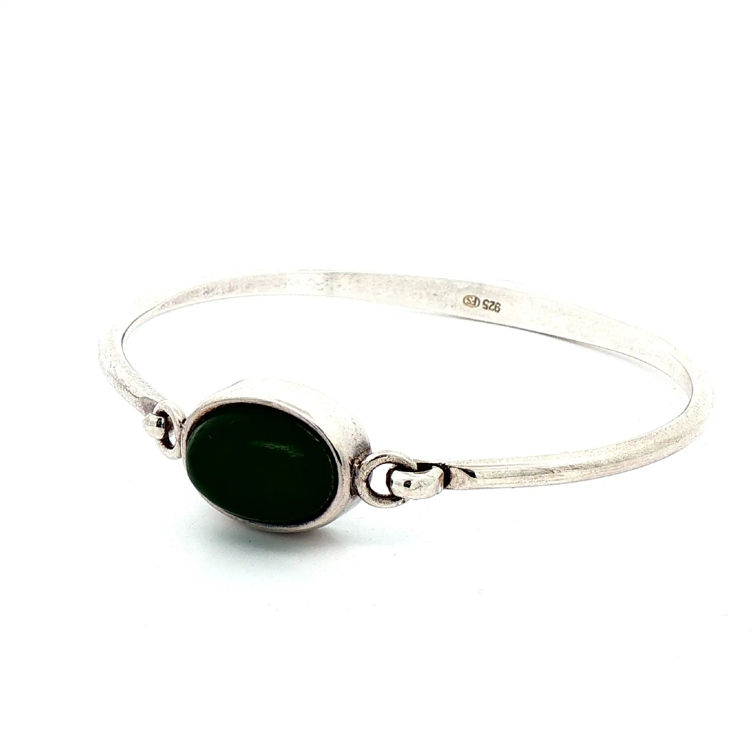 Armreif Silber mit Jade Cabochon