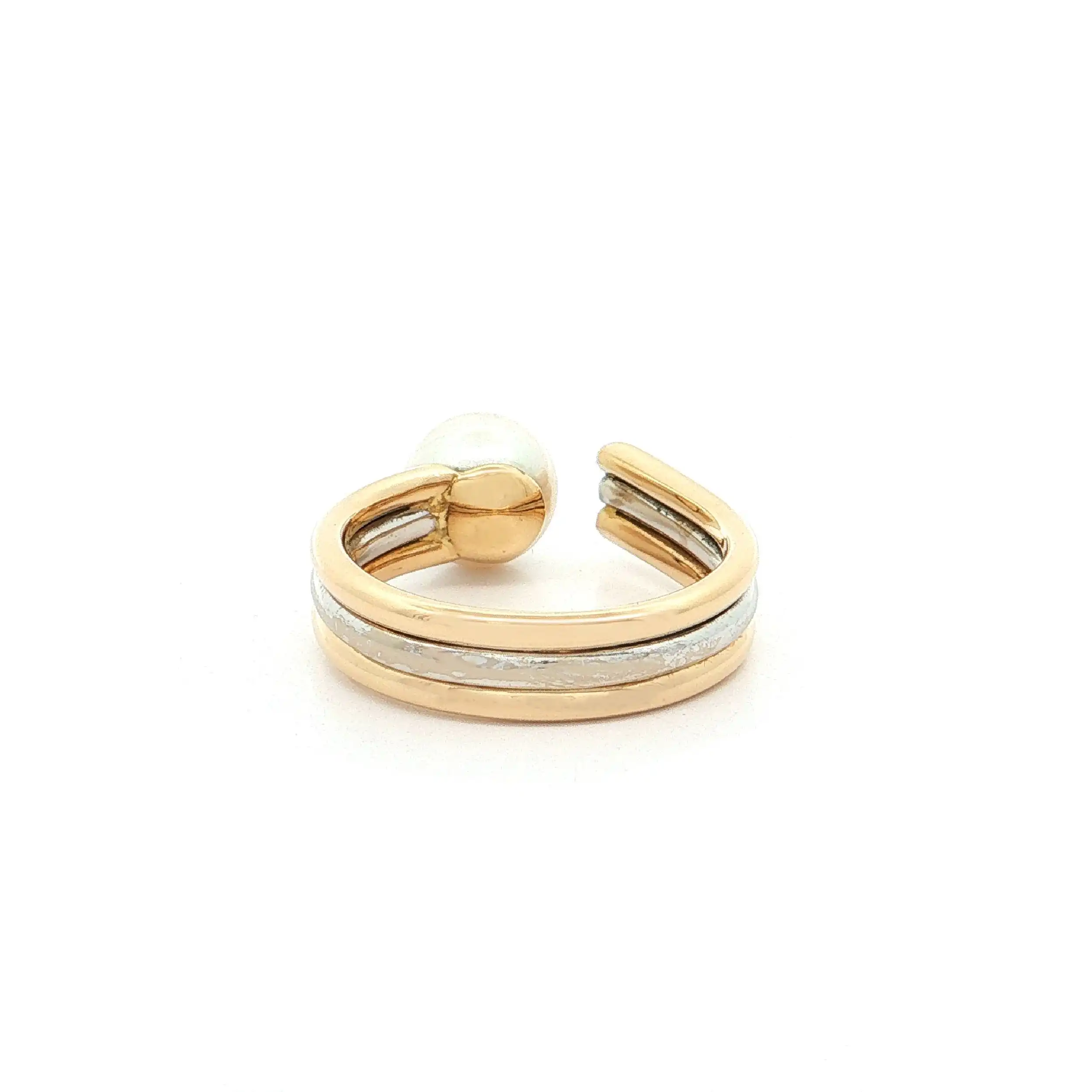 Ring Bicolor mit Perle und Brillanten