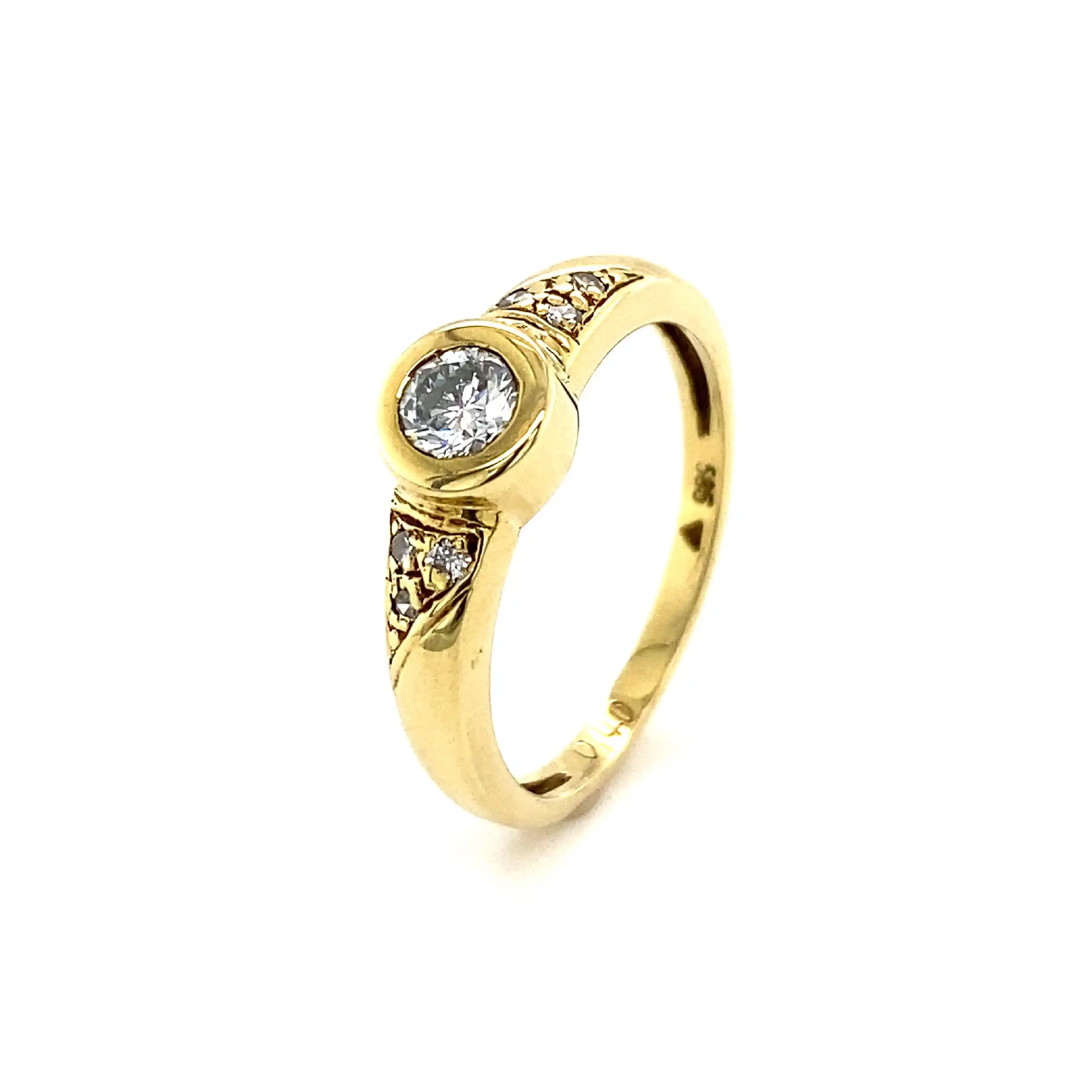 Ring Gelbgold mit Brillanten, graviert mit 0,40ct.