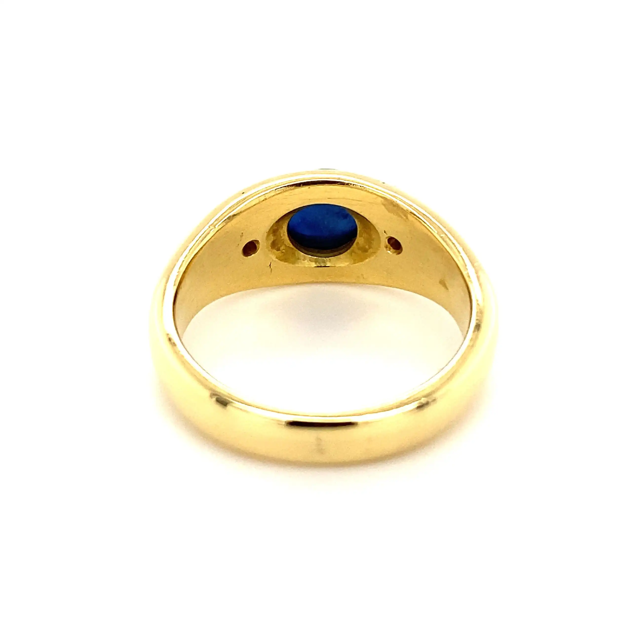 Ring Gelbgold mit Saphir Cabochon & Brillanten Ring Gelbgold mit Saphir Cabochon & Brillanten