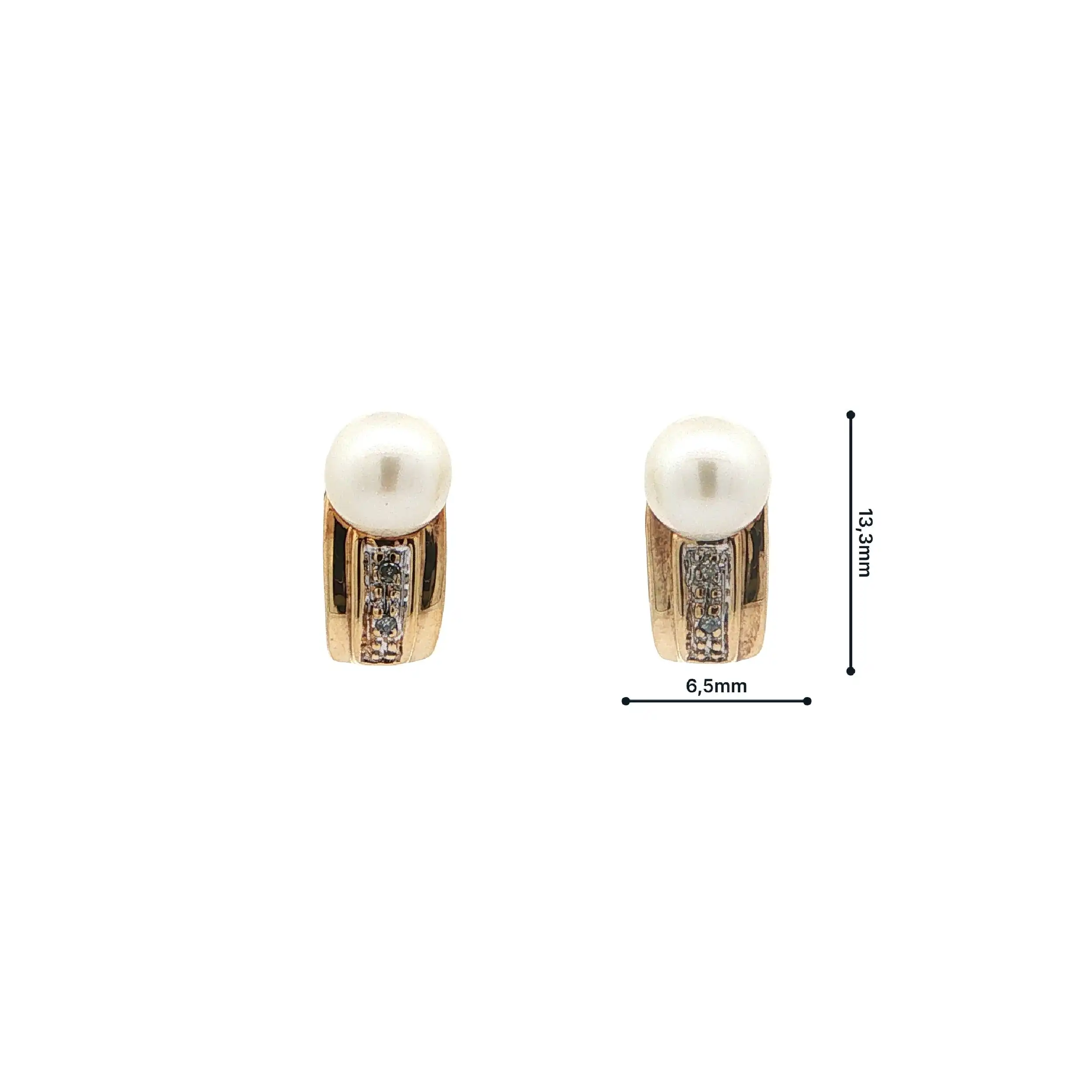 Ohrsteker Gelbgold mit Perle & Diamanten