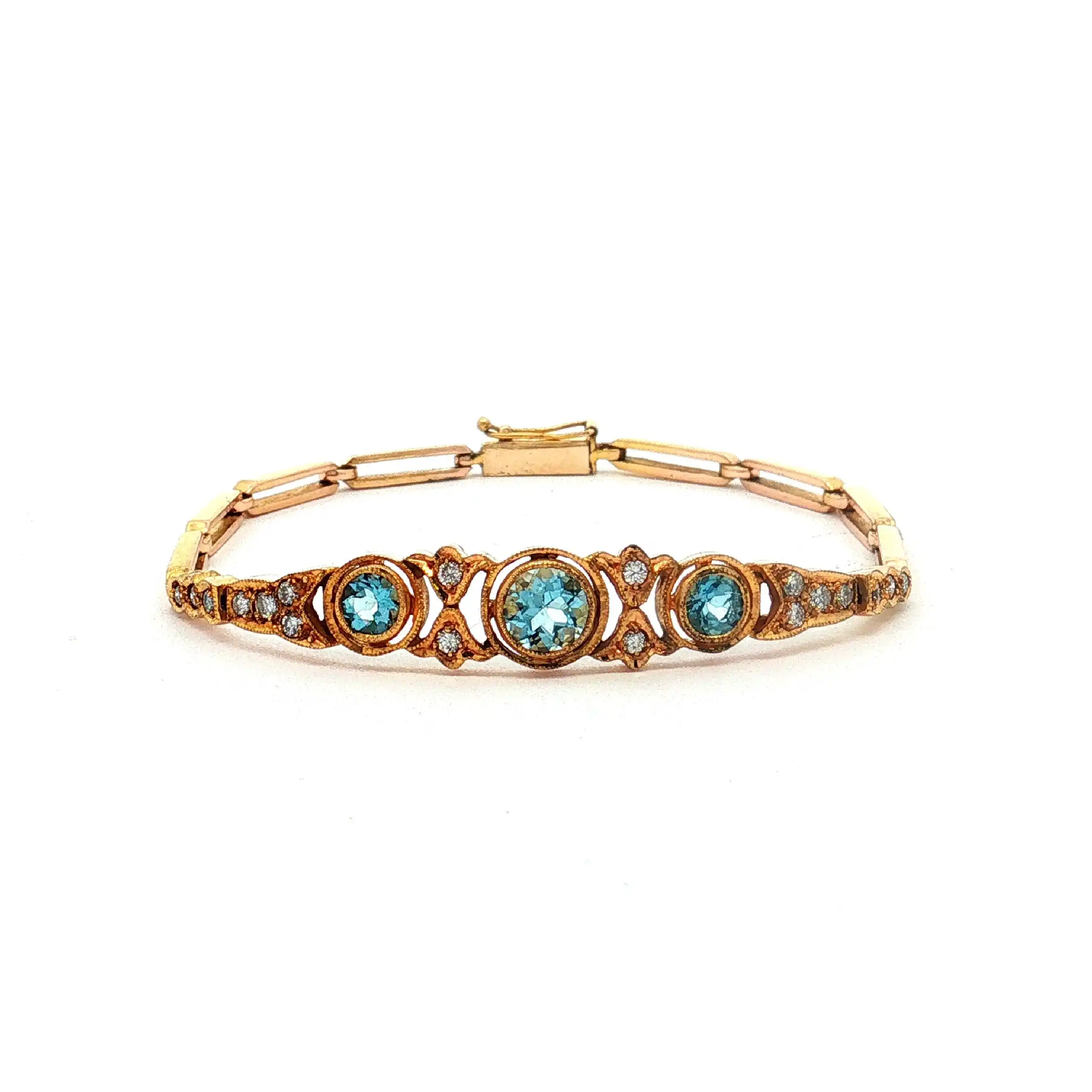 Armband Gelbgold mit Aquamarin und Brillanten Armband Gelbgold mit Aquamarin und Brillanten