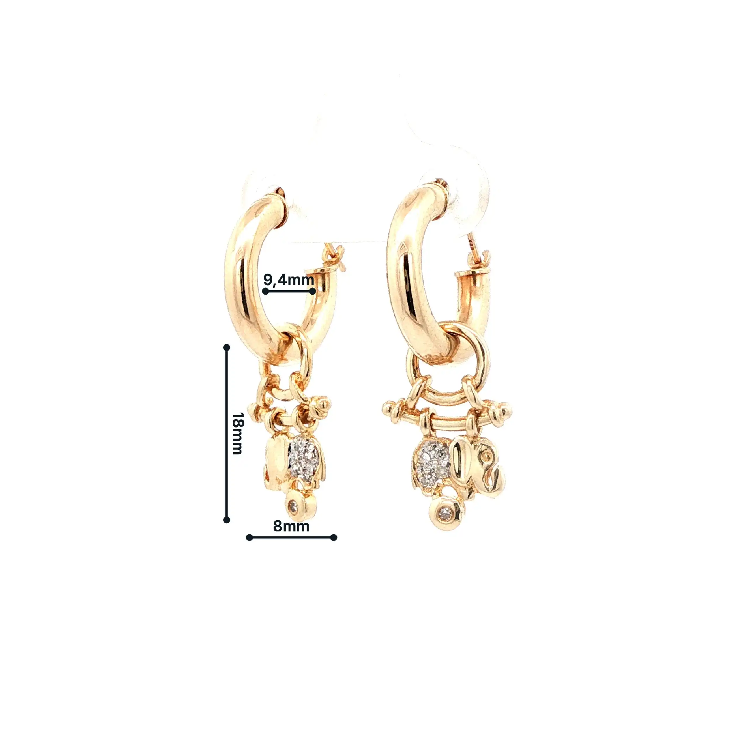 Creolen Gelbgold Elefant mit Zirkonia
