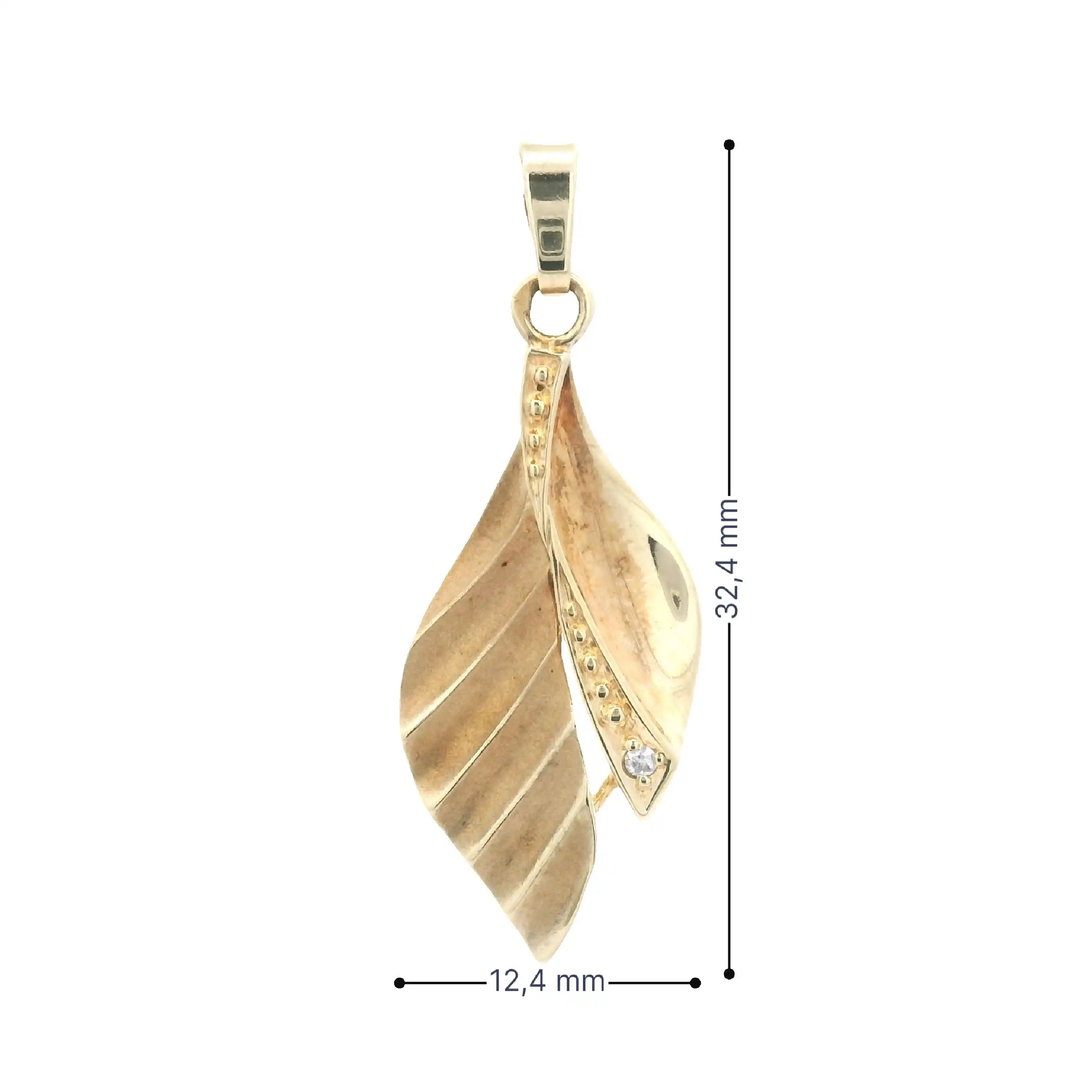 Anhänger Gelbgold Blatt mit Zirkonia