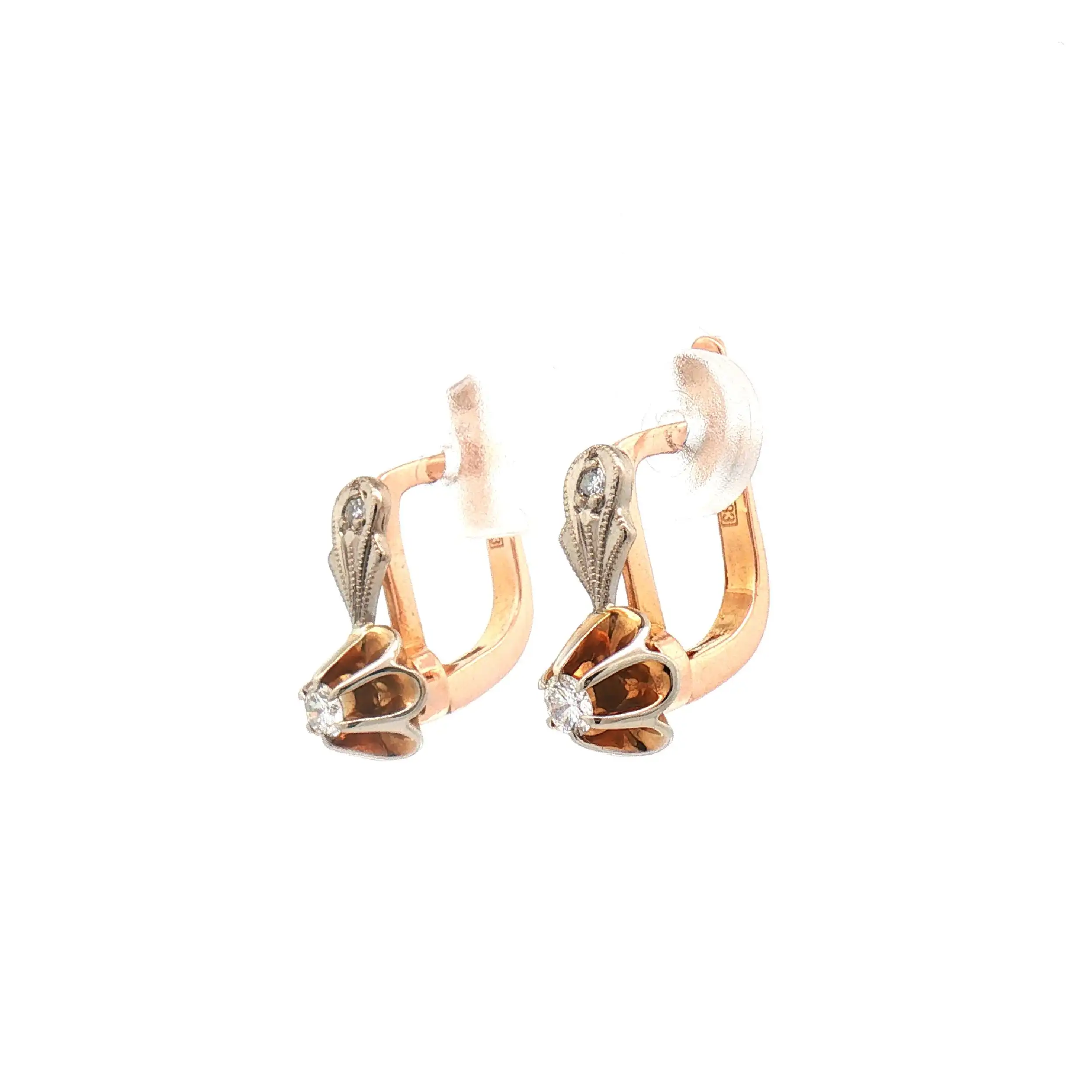 Ohrringe Bicolor mit Diamant und Brillant Ohrringe Bicolor mit Diamant und Brillant