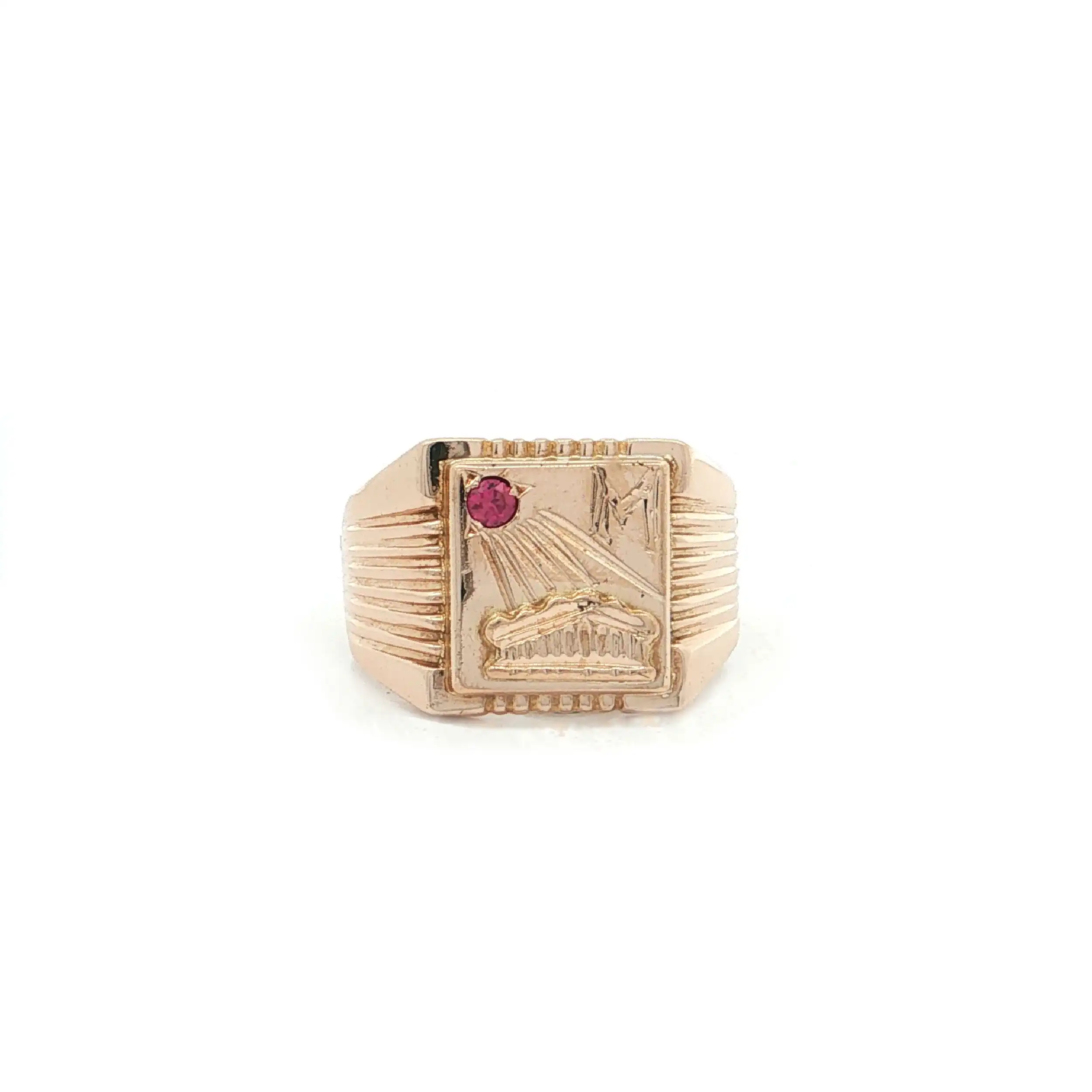 Ring Rotgold mit pinkem Farbstein