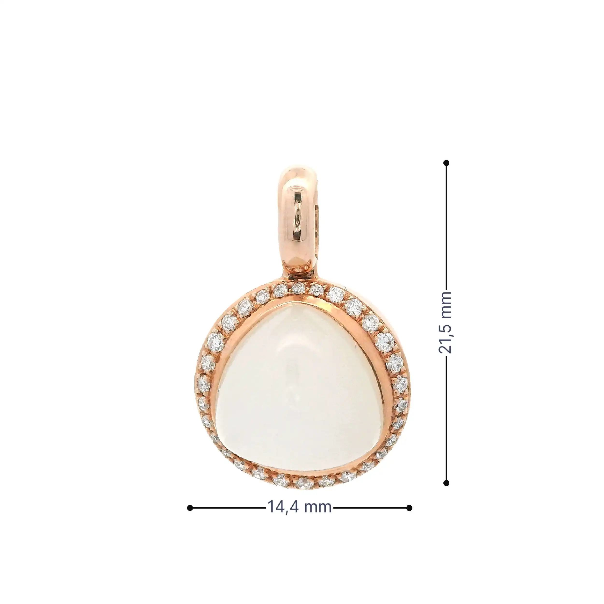 Anhänger Roségold mit Brillanten und Mondstein Cabochon