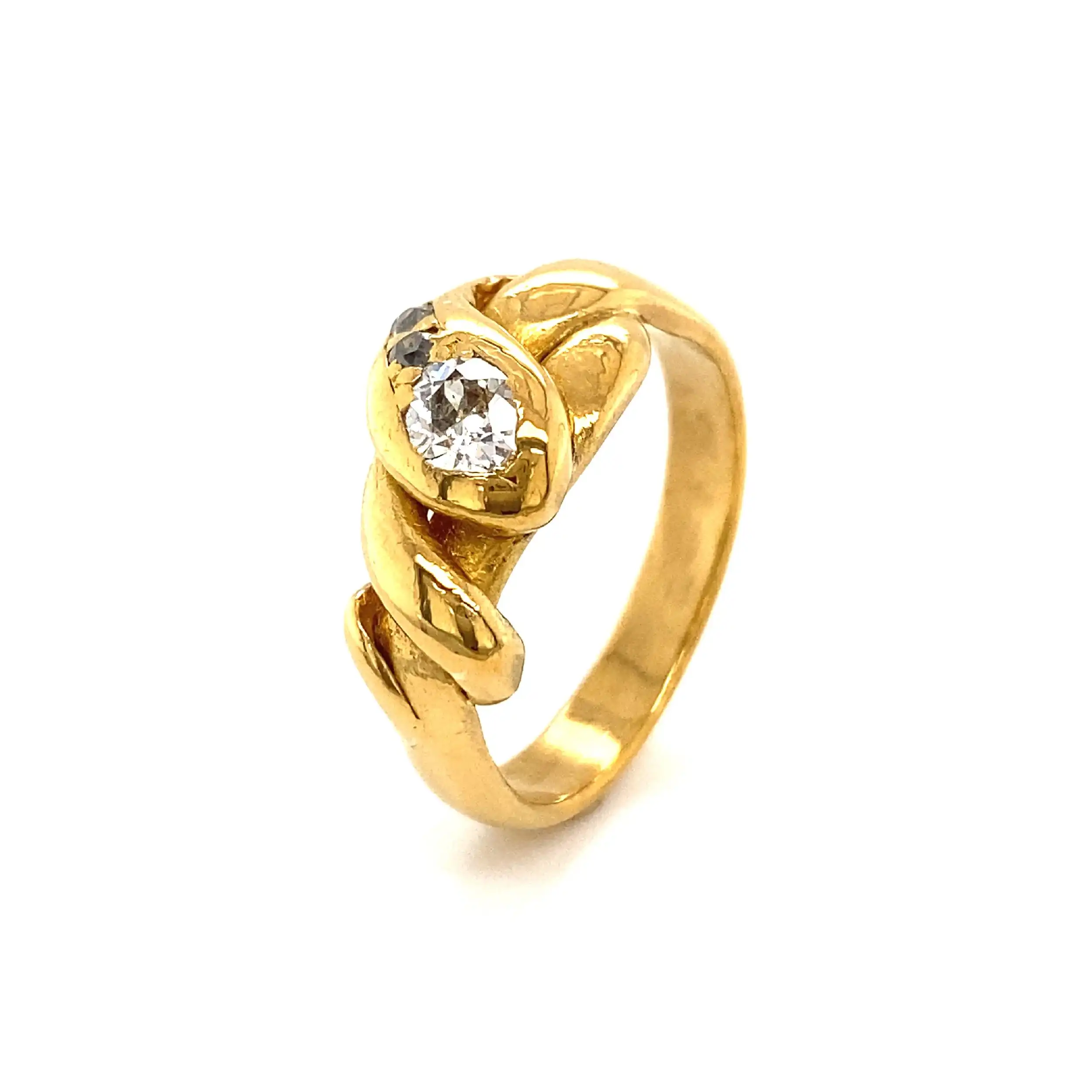 Ring Gelbgold mit Altschliff-Brillant & Diamanten Ring Gelbgold mit Altschliff-Brillant & Diamanten