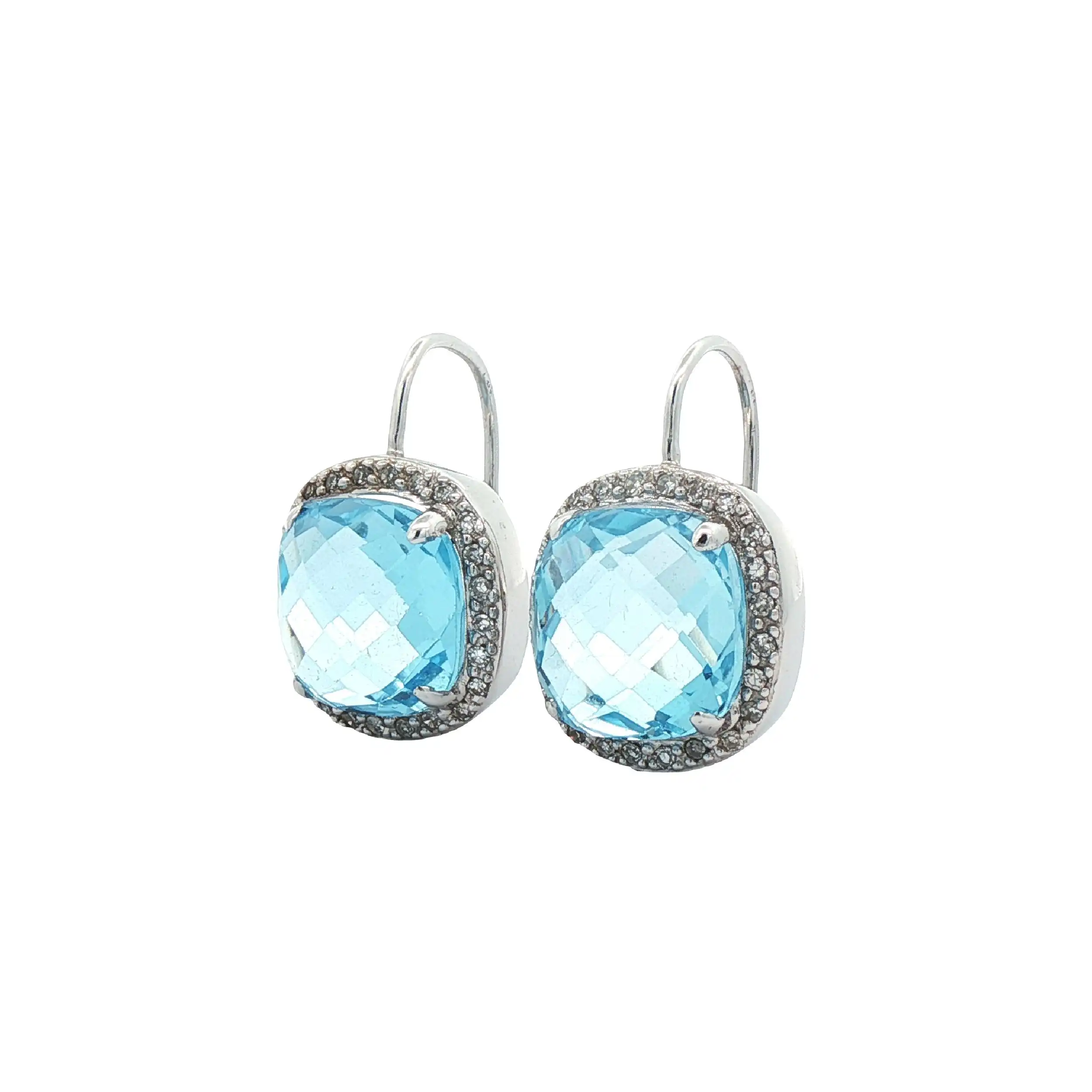 Ohrstecker Weißgold mit Blau Topas und Diamanten Ohrstecker Weißgold mit Blau Topas und Diamanten