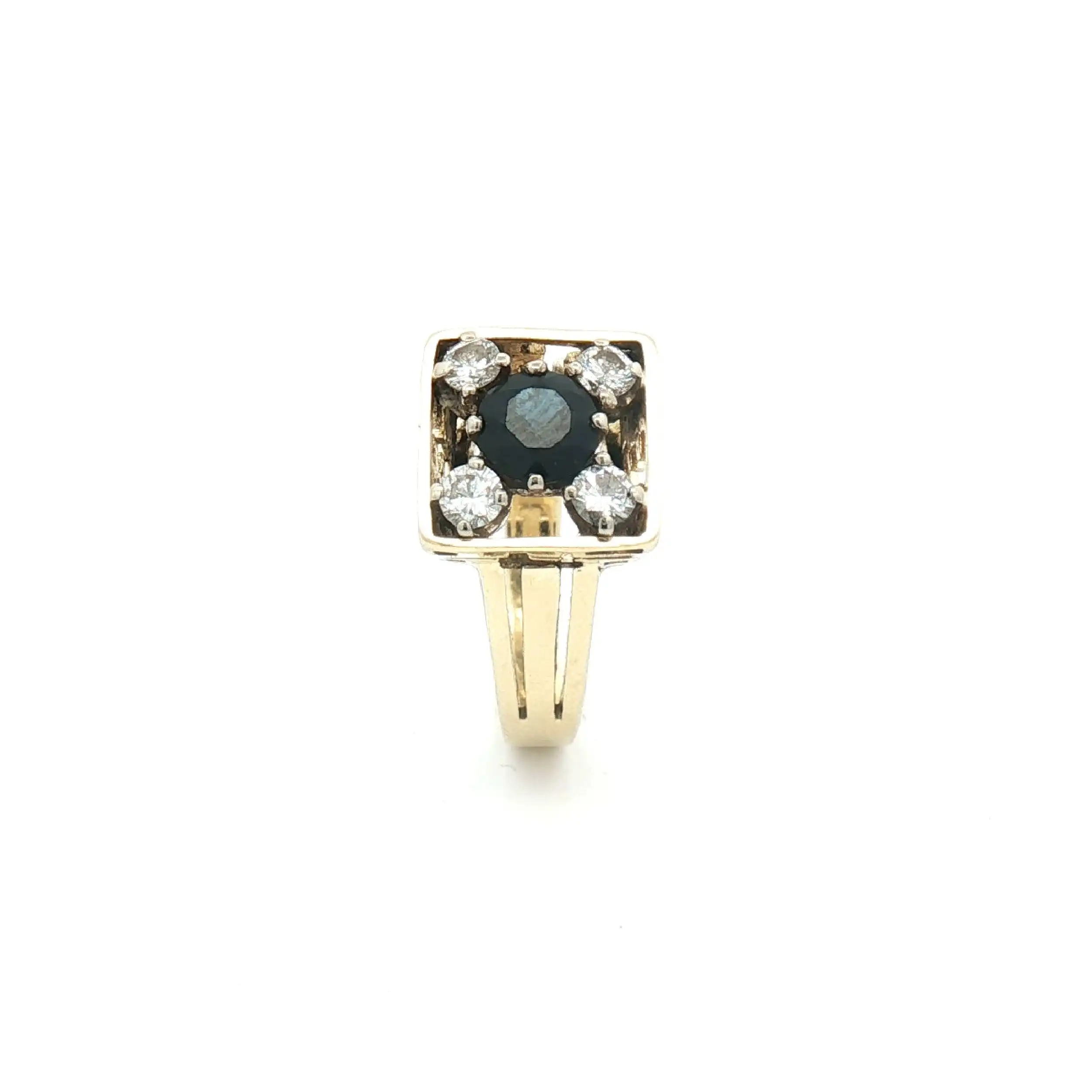 Ring Gelbgold mit Saphir und 4 Brillanten Ring Gelbgold mit Saphir und 4 Brillanten