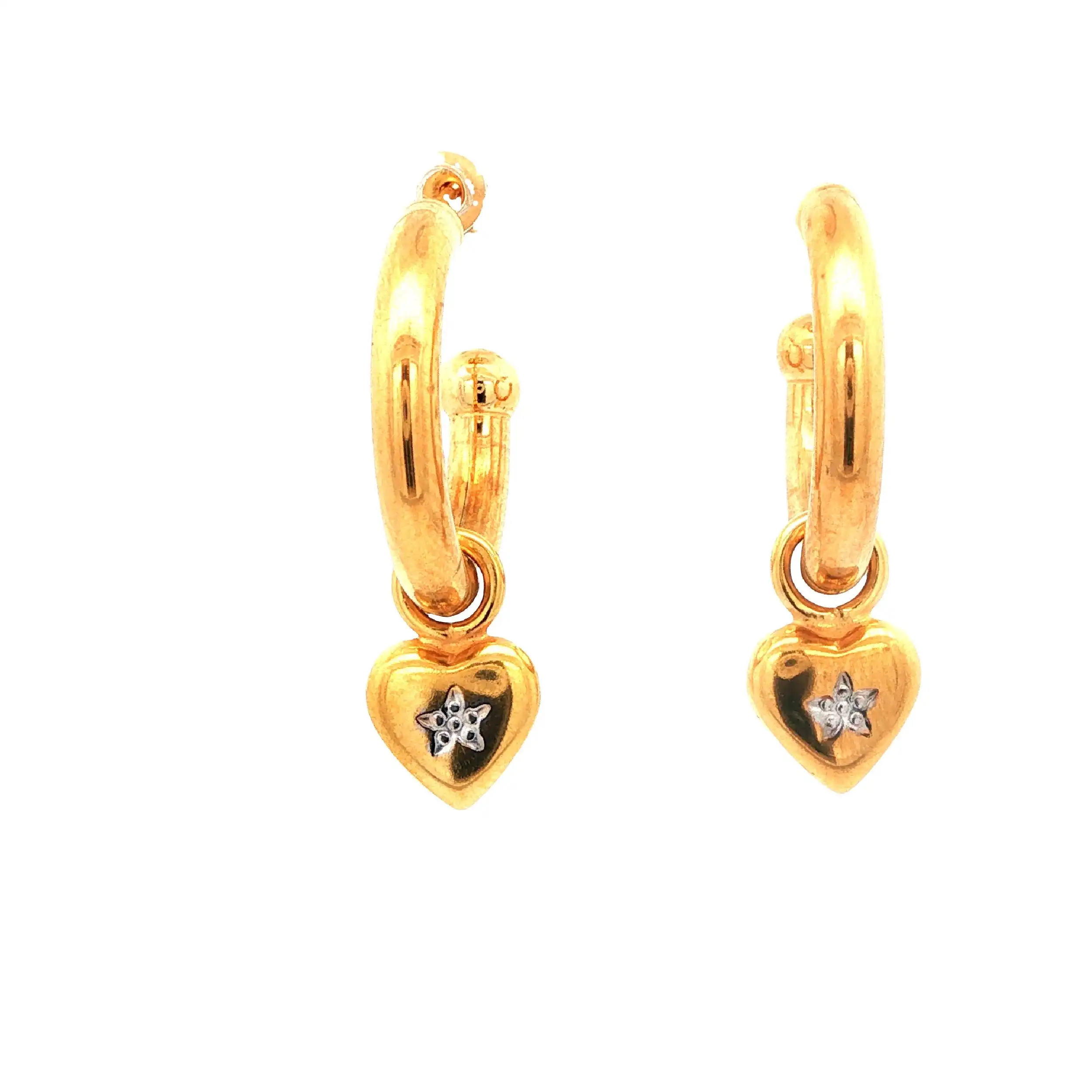 Creolen Gelbgold mit Herzanhänger Bicolor Creolen Gelbgold mit Herzanhänger Bicolor
