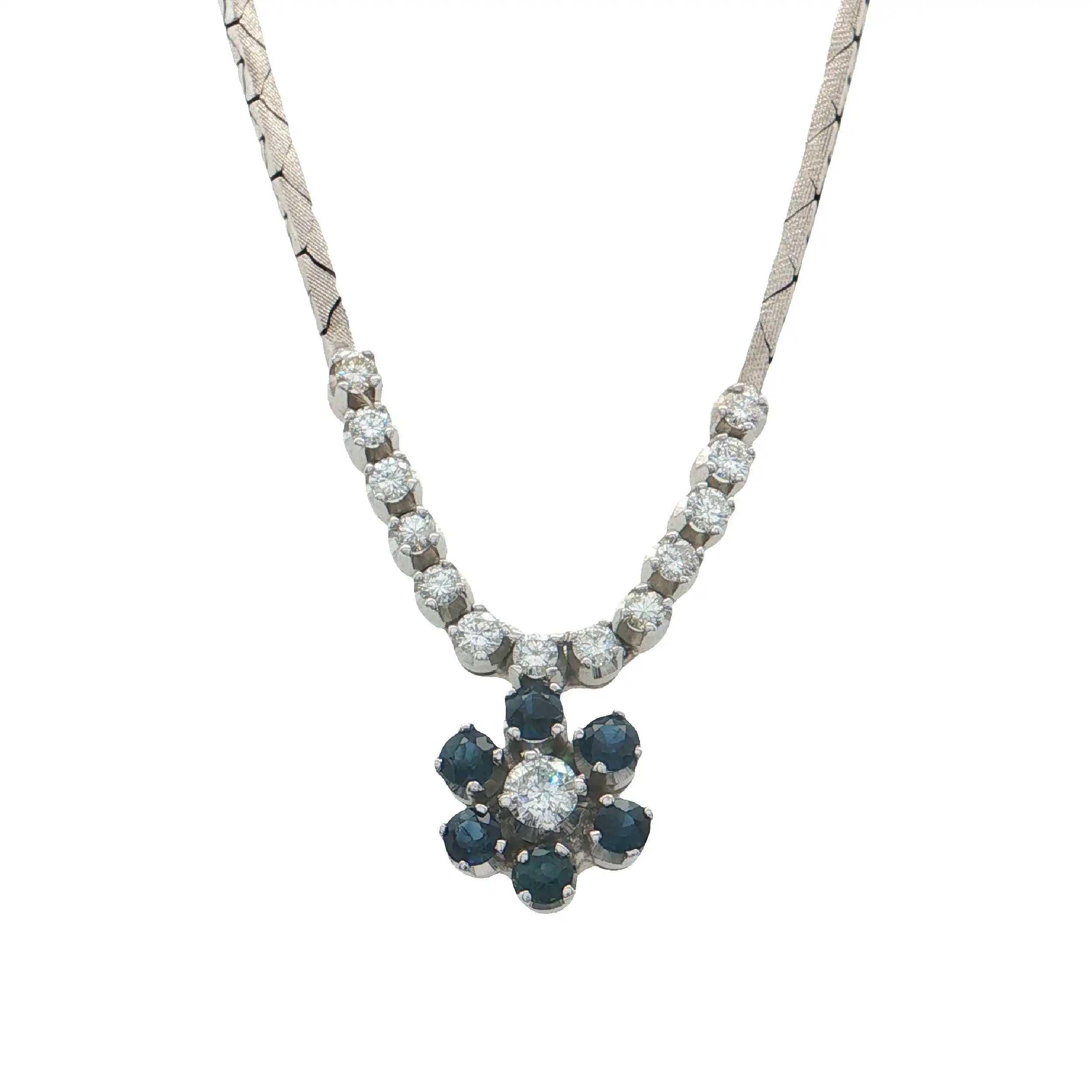 Collier Weißgold mit Saphiren und Brillanten Collier Weißgold mit Saphiren und Brillanten